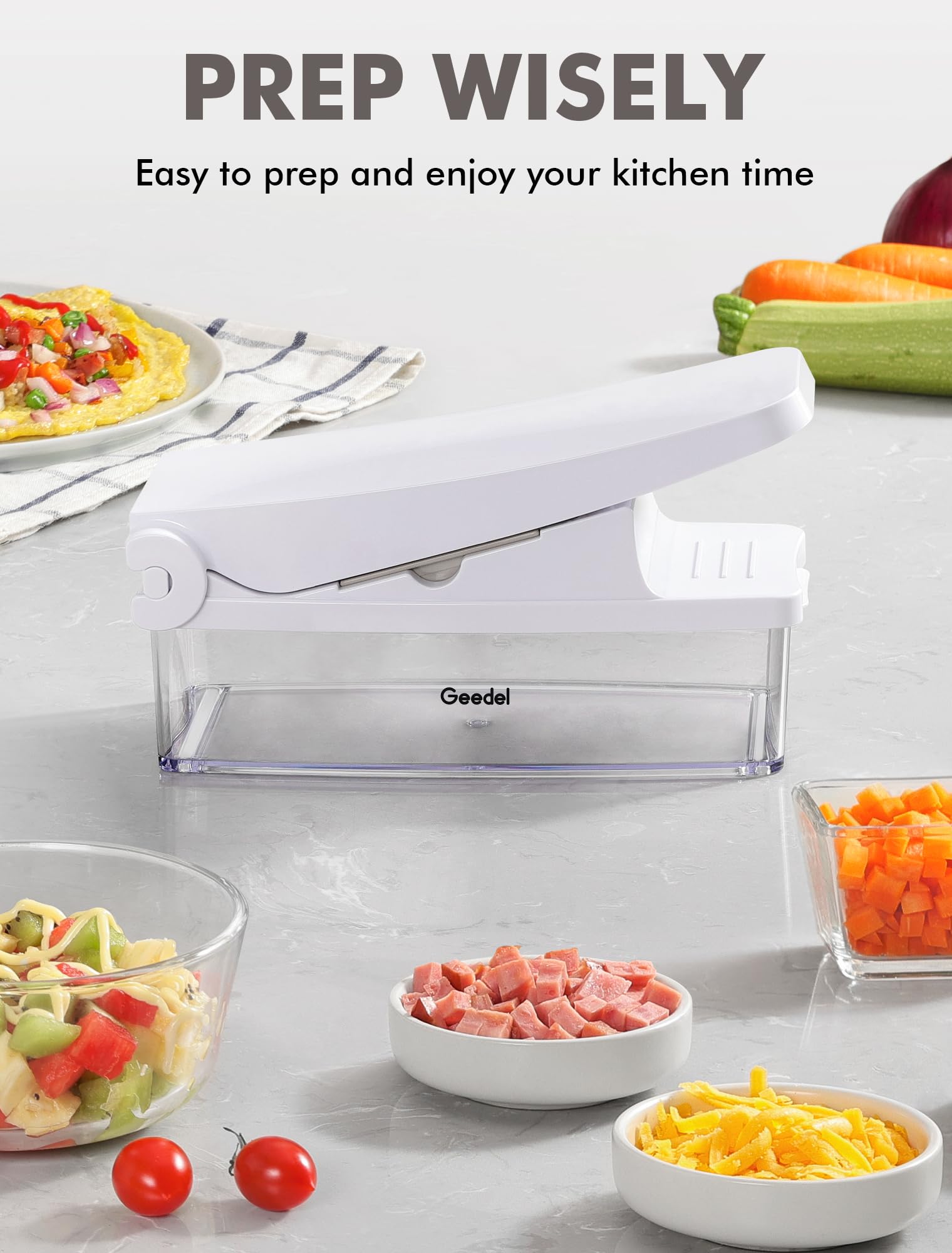 Geedel 4-in-1 Vegetable Chopper for Onion, Potato, Carrot - Perfect for Salad Prep & Cooking