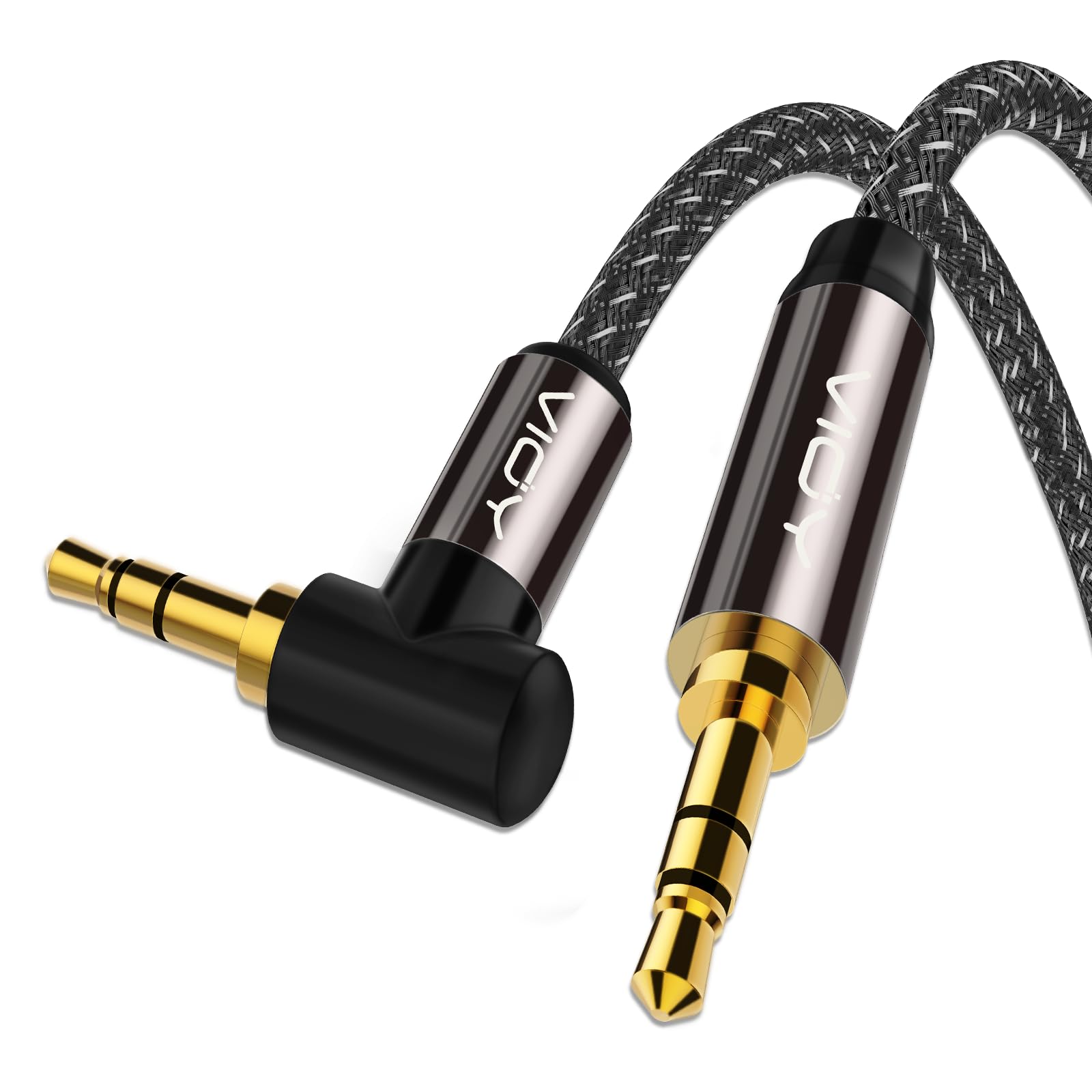 VIOY 3.5mm Male to Male 90 Degree Right Angle Aux Cable (30CM) - High-Quality Audio Lead for Car Aux, iPhone, iPad, iPod, TV, Laptop, and Speakers - Perfect for Home, Office, and Travel Use