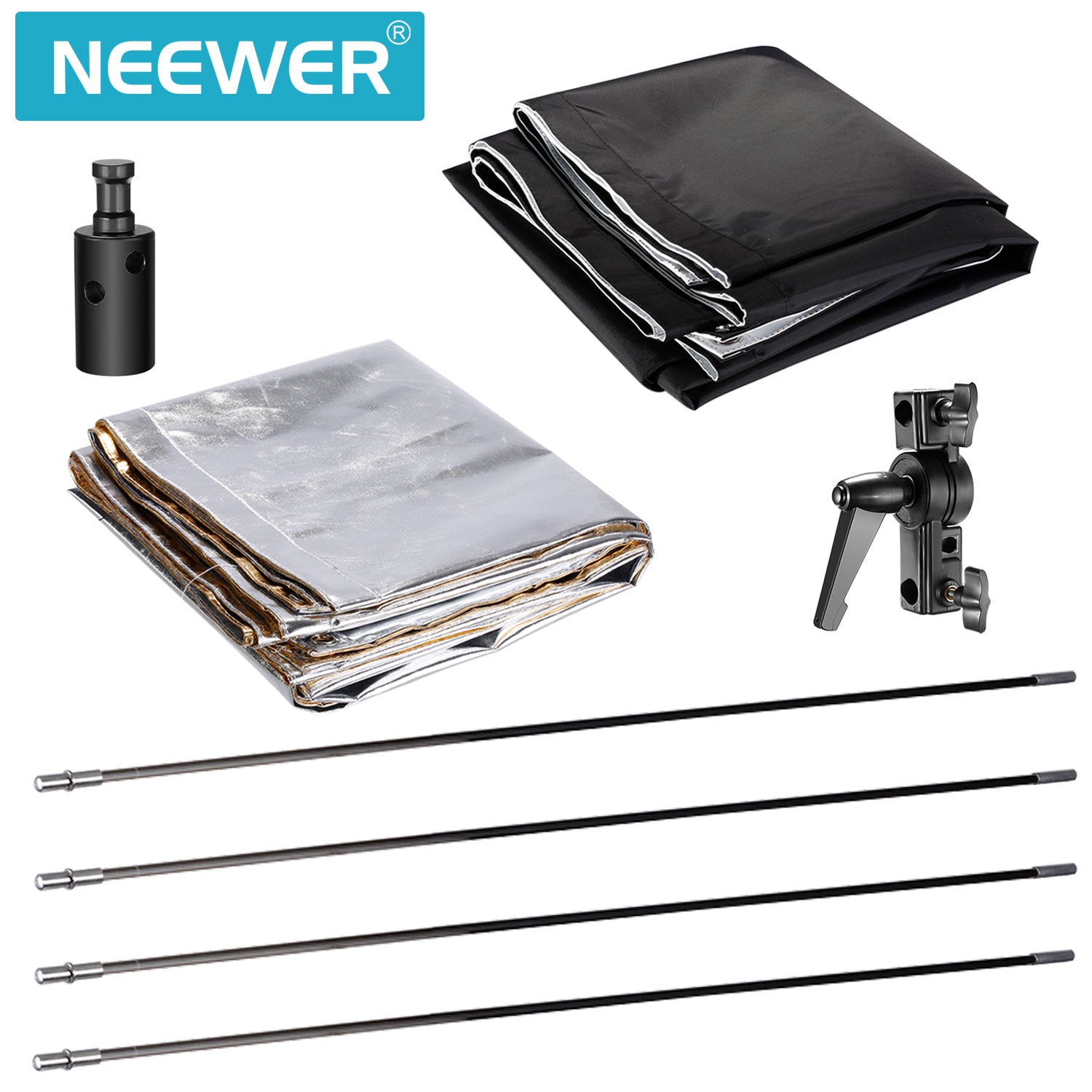 Professional NEEWER 90x180cm Photography Light Reflector - 5-in-1 Collapsible Silver/Gold/White/Black/Translucent for Portrait, Product, and Outdoor Photography