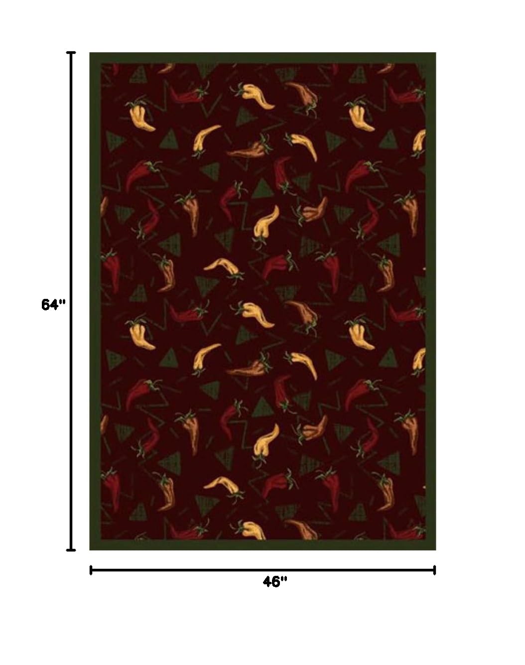 Joy Carpets Kaleidoscope Jalapeno Fiesta Whimsical Area Rugs - Emerald Green Non-Slip Rug for Living Room, Bedroom, Kids Playroom & Dorm Decor