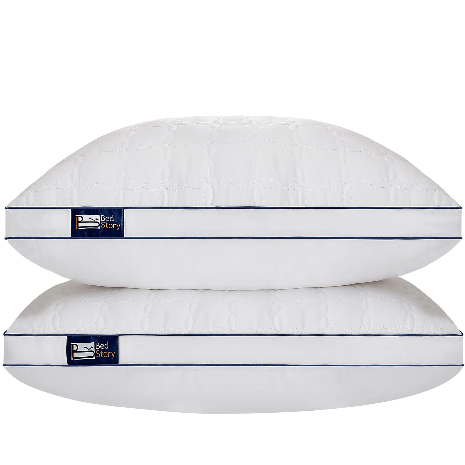 BedStory 2 Pack Standard Size Hotel Collection Pillows - Hypoallergenic Luxury Bed Pillows for Side, Stomach & Back Sleepers | Skin-Friendly Down Alternative Pillows That Won't Go Flat | Perfect for Hotels, Guest Rooms & Home Bedrooms
