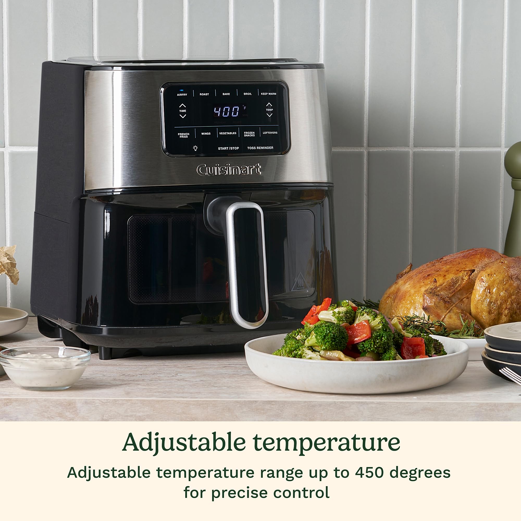 Cuisinart 6-Qt Stainless Steel Air Fryer Oven with 5 Presets - Roast, Bake, Broil, Air Fry & Keep Warm - Quick & Easy Electric Countertop Fryer with Dishwasher-Safe Parts - Perfect for Healthy Cooking, Crispy Snacks & Family Meals