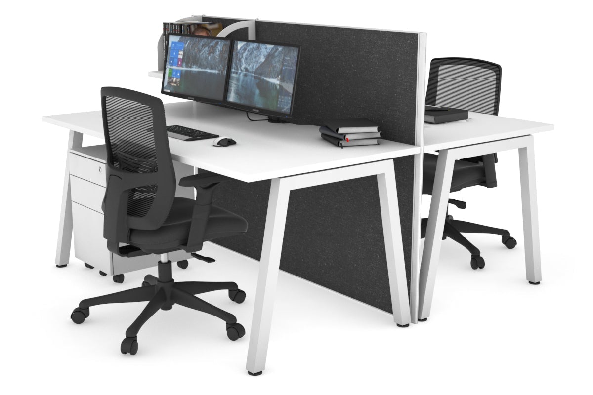Horizon Quadro 2-Person Office Workstation Bench with A-Legs - 1200L x 800W Dimensions, Cable Management Scallop - Perfect for Shared Workspaces & Collaborative Office Environments