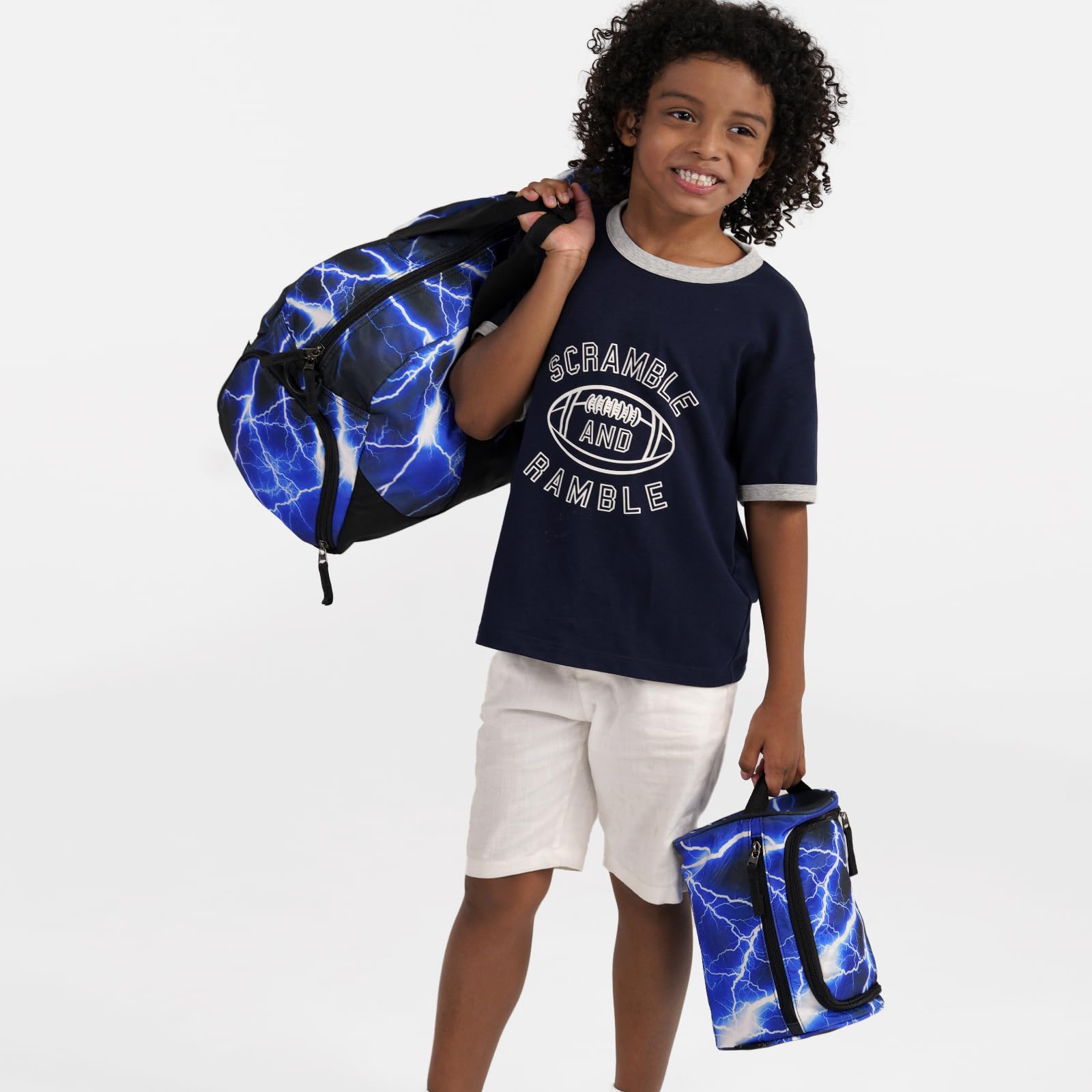 Choco Mocha Waterproof Hanging Toiletry Bag for Boys - Travel Cosmetic Organizer with Lightning Blue Design | Perfect for Kids' Travel, Camping & Sleepovers