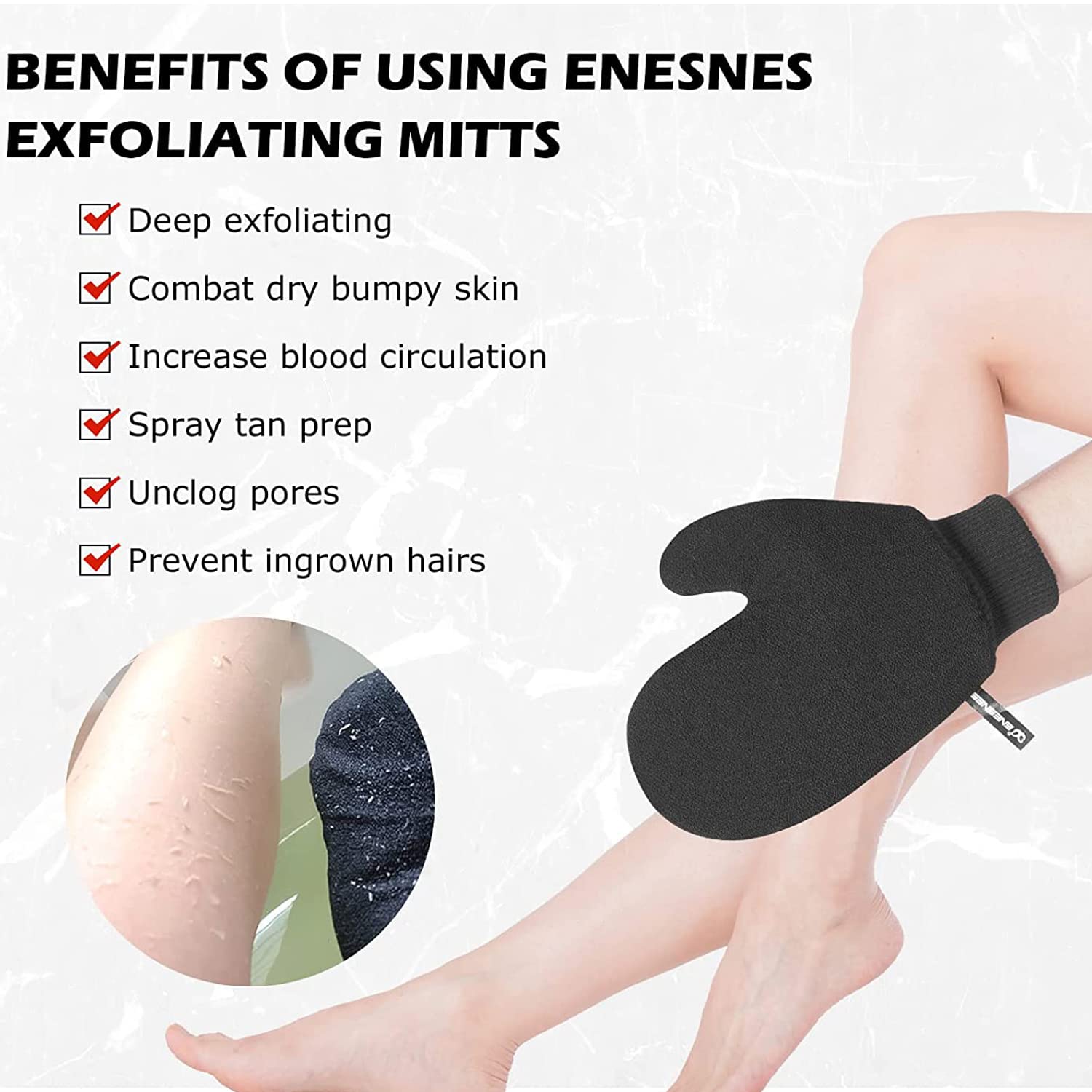 Exfoliating Bath Gloves for Spa & Massage - Dead Skin Remover Body Scrubber with Deep Cleaning - Face & Body Exfoliator Mitts (Thumb Design) - Perfect for Shower, Sauna & Skincare Routine
