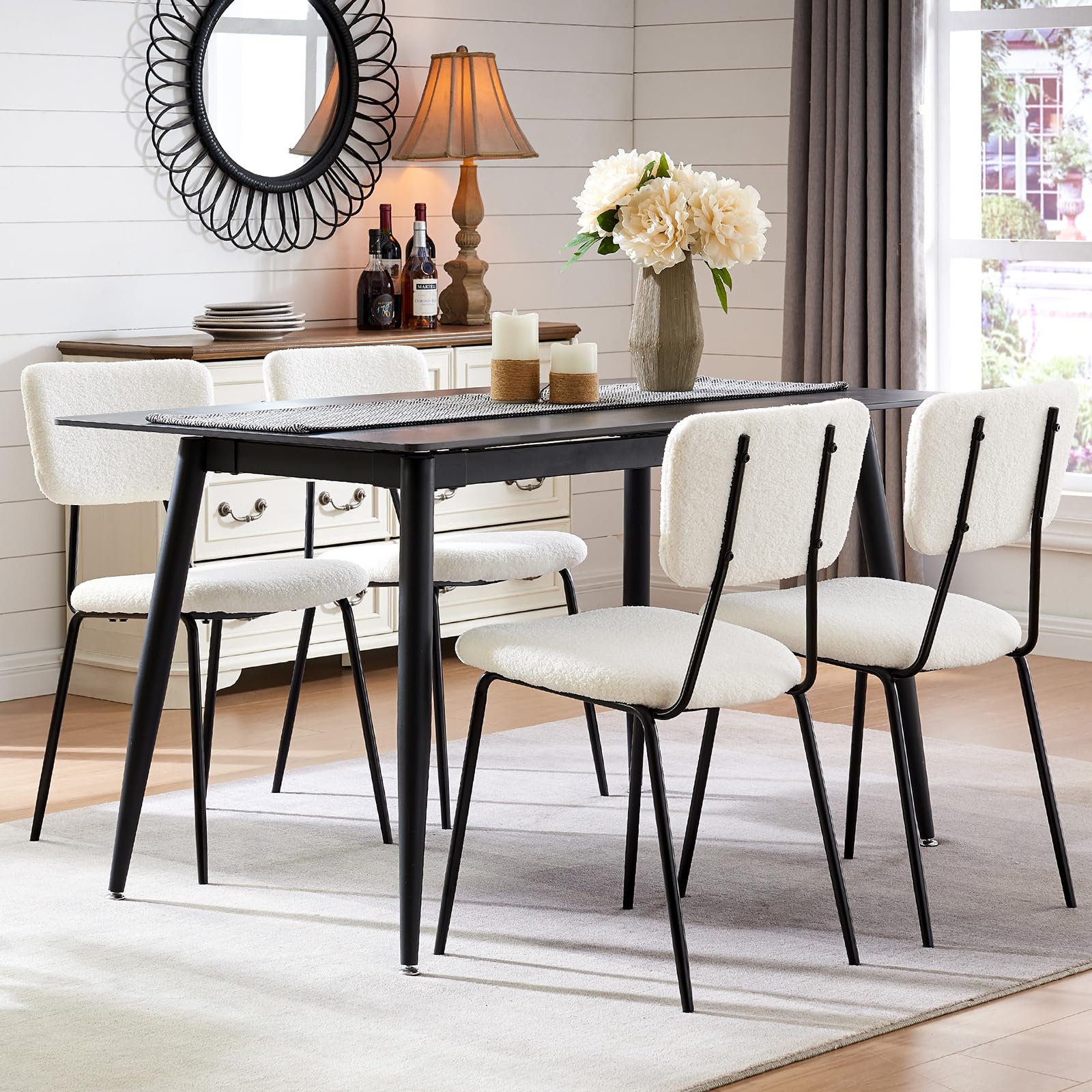 OAKHAM Modern Boucle Dining Chairs Set of 4 - 18.7