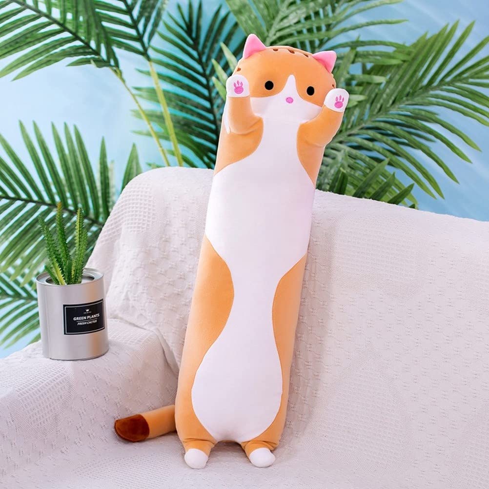 Soft Plush Cat Pillow - Kawaii Sleeping Stuffed Animal Toy for Kids, Girls & Boys - Cute Birthday Gift for Children - Perfect for Bedtime, Playtime & Room Decor