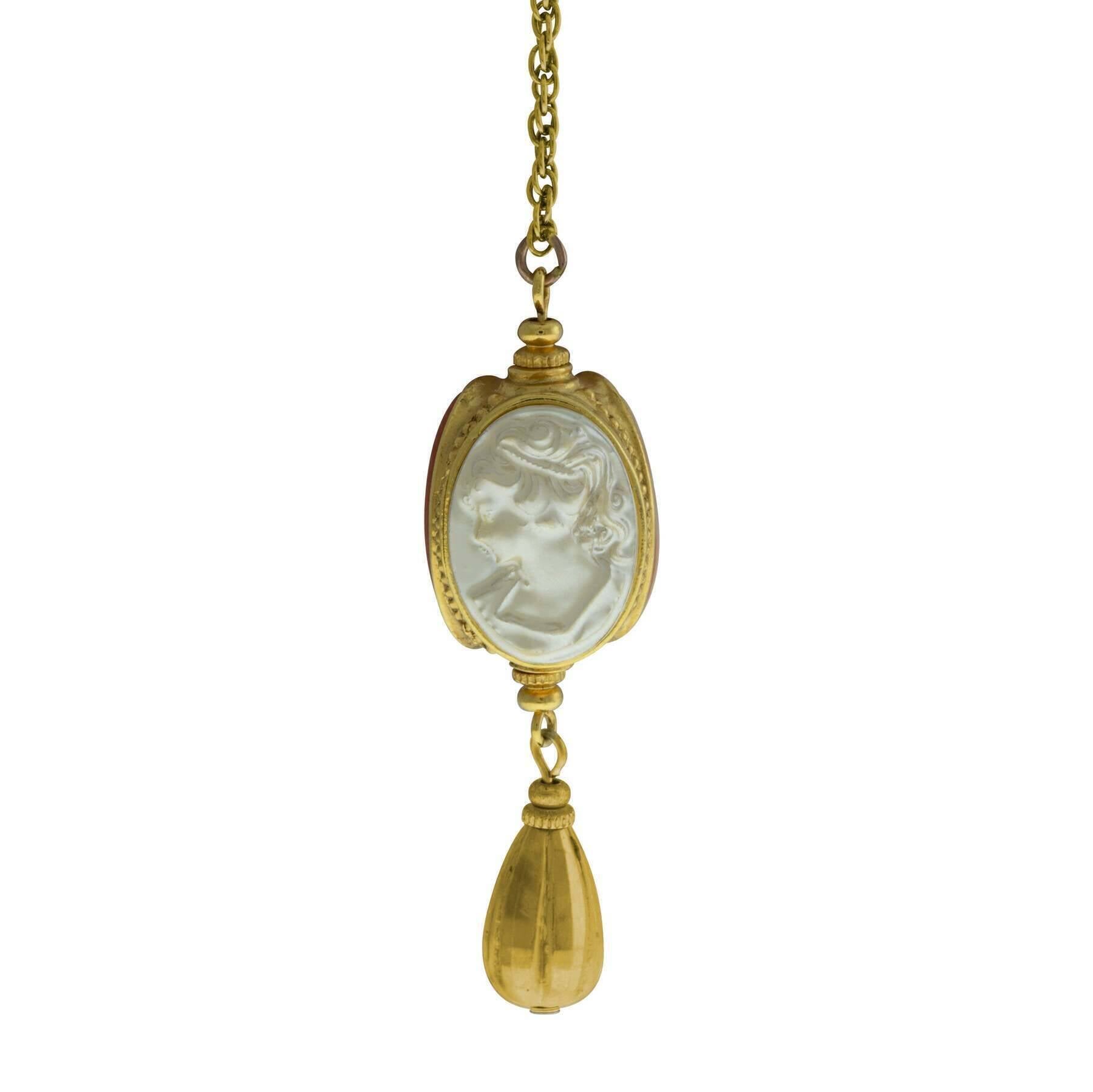 1928 Jewelry Monarchy Cameo 3-Way Spinner Drop Pendant Necklace - 24