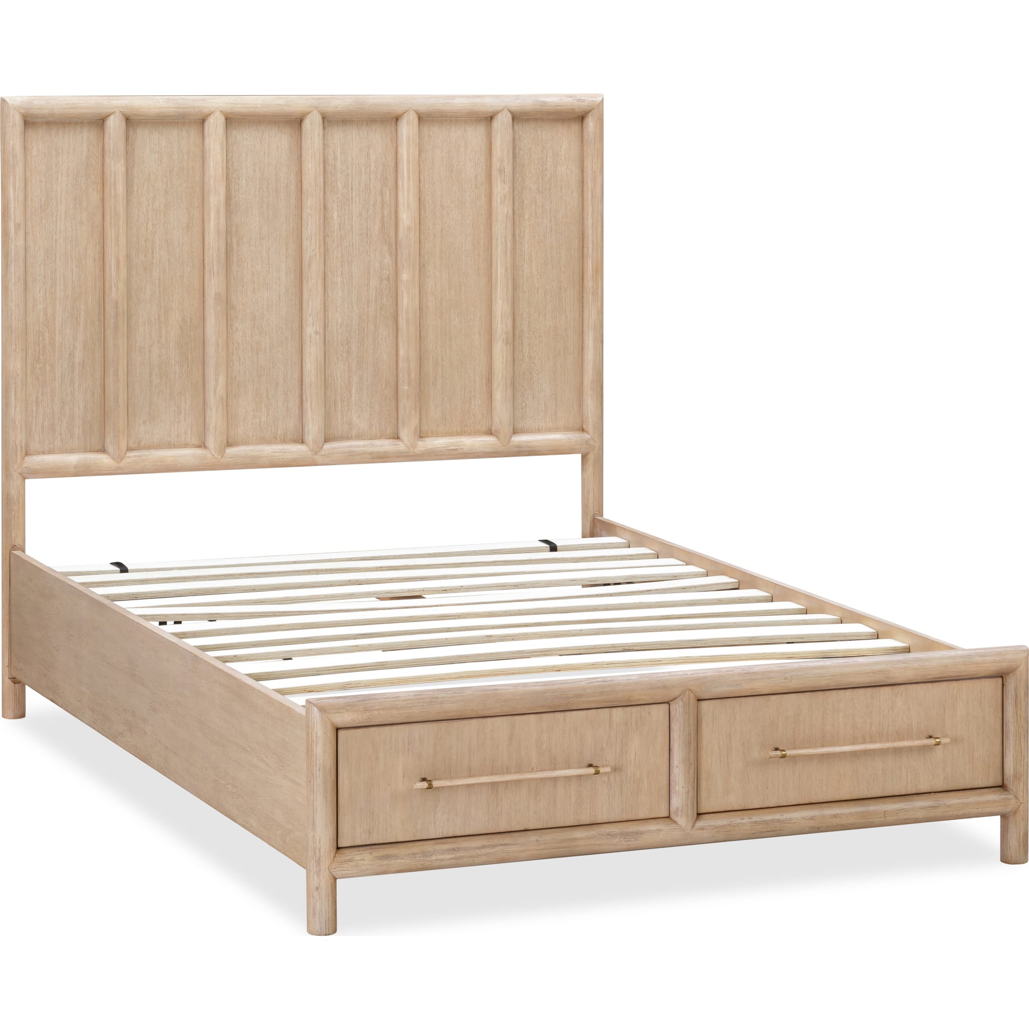 Dorsey Wooden Two Drawer Storage Bed in Granola - Modern Platform Bed Frame with Underbed Storage - Perfect for Small Bedrooms, Dorms & Apartments