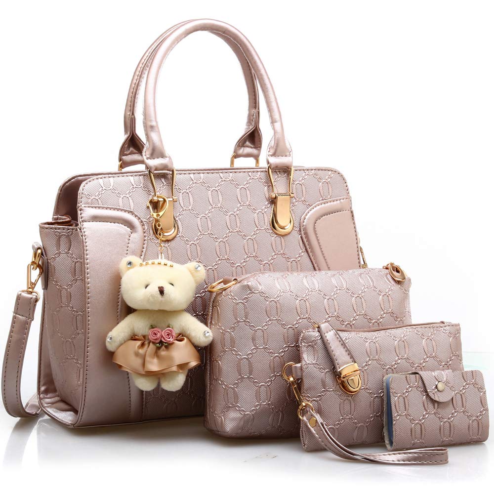 Stylish PU Leather Handbag & Shoulder Bag Set - Fashion Tote, Messenger Bag, Wallet & Card Holder (4-Piece) - Perfect for Work, Travel & Everyday Use