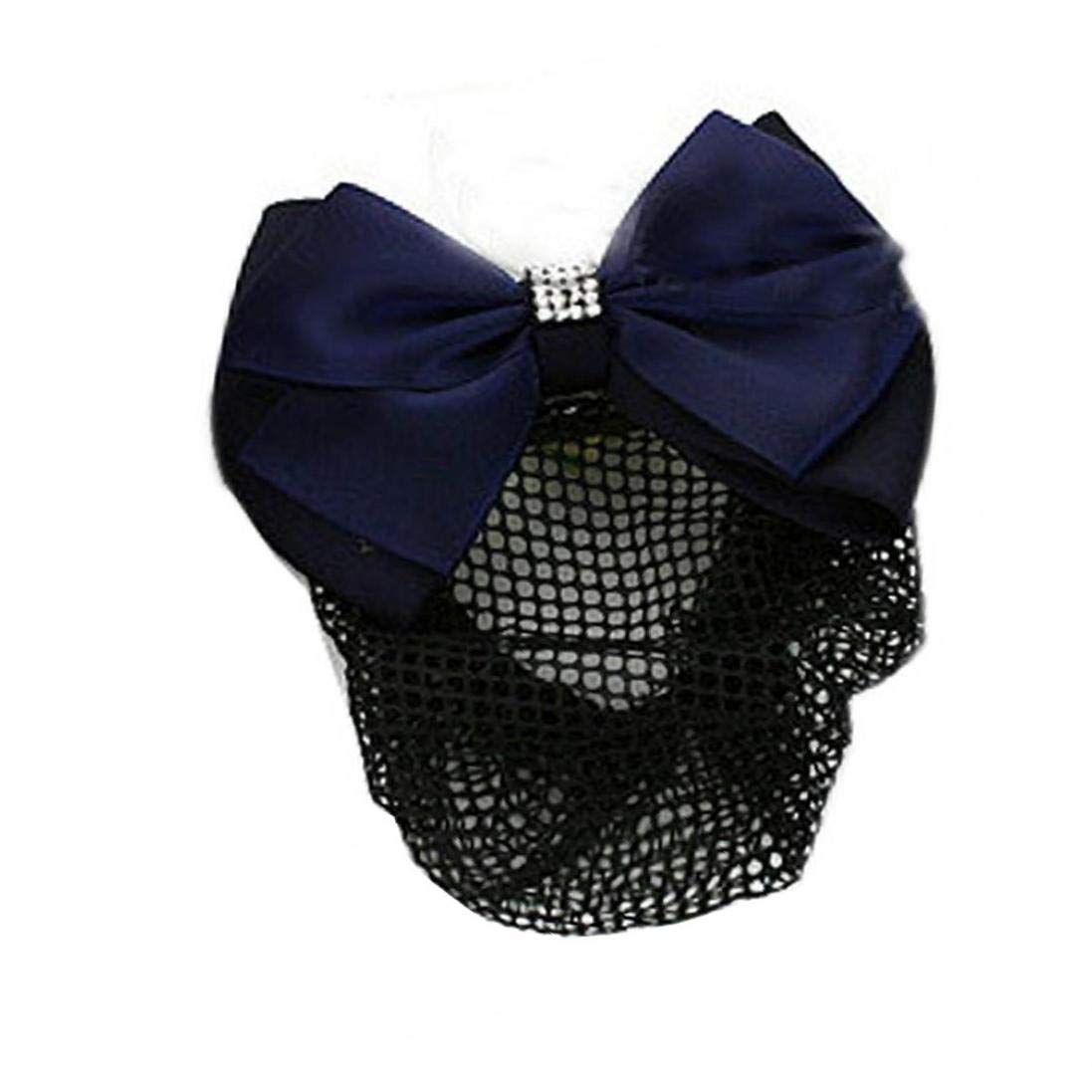 Satin Hair Bun Net Snood - Women's Crochet Hair Cover & Barrette Clip for Buns & Updos (Blue) - Perfect for Weddings, Parties & Everyday Elegant Styles