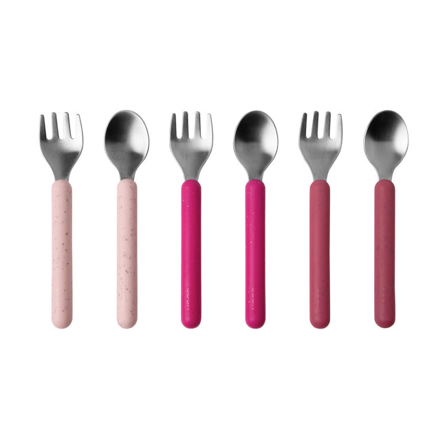 Boon Chow Utensils Set - 6 Piece Feeding Spoon & Fork Kit for Babies & Toddlers - BPA-Free, Soft-Tip, Dishwasher Safe - Perfect for Baby-Led Weaning, Purees & First Foods (Pink)