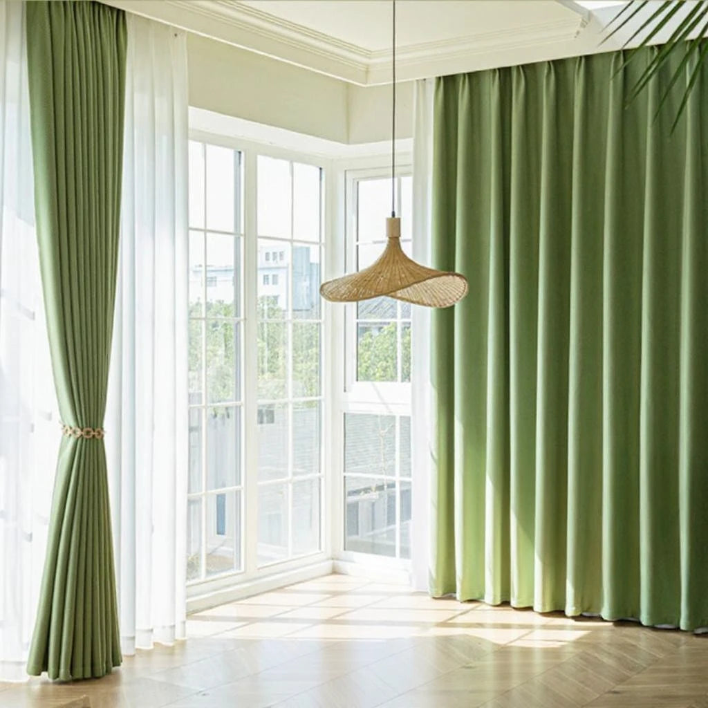 Lorelai Cotton Linen Gingham Wave Textured Blackout Curtains for Bedroom & Living Room - Custom Size Thermal Insulated Window Drapes for Home Decor