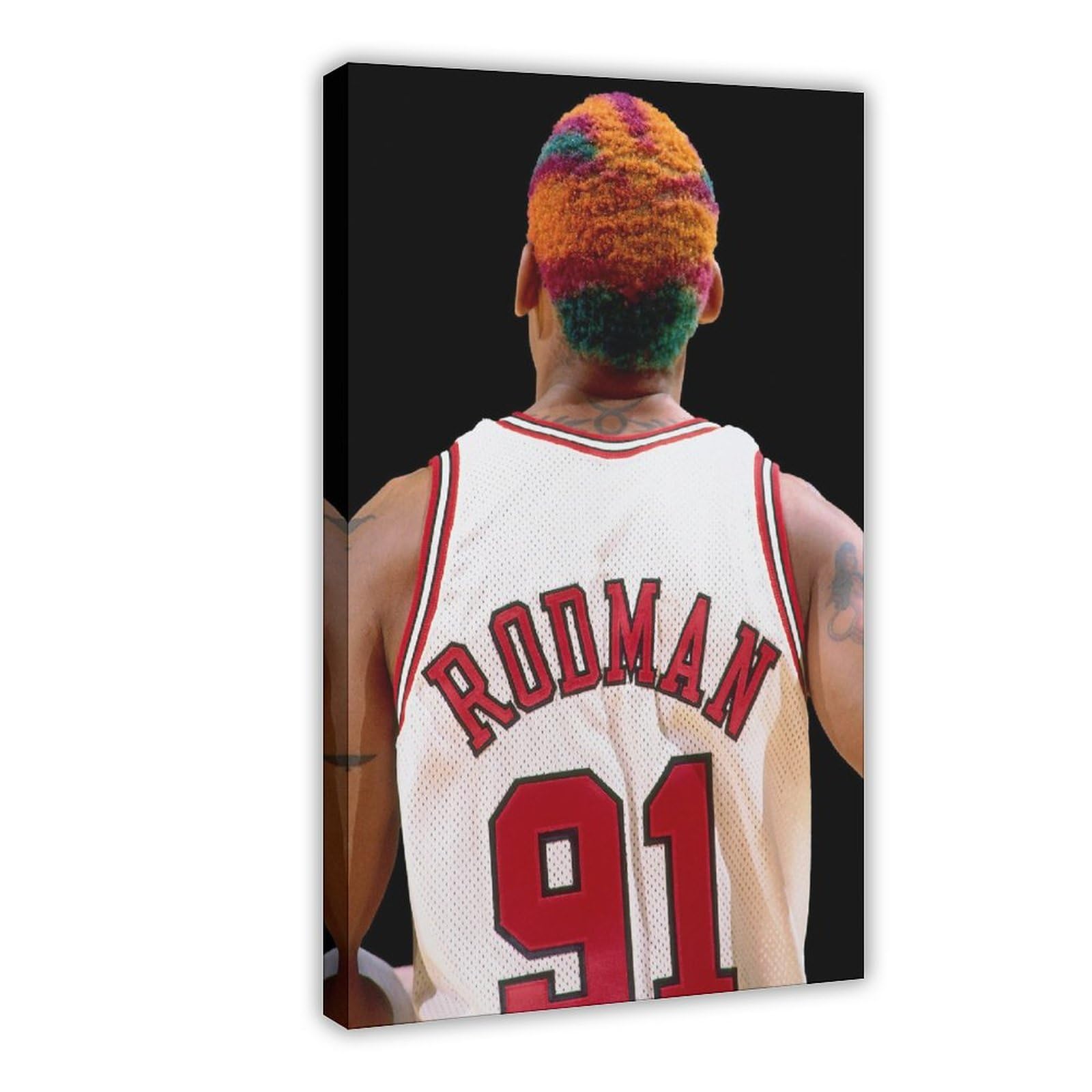 Dennis Rodman Basketball Poster - 24x36 Inch (60x90cm) Canvas Wall Art - Sports Decor for Bedroom, Office & Man Cave - Perfect Gift for NBA Fans & Basketball Lovers
