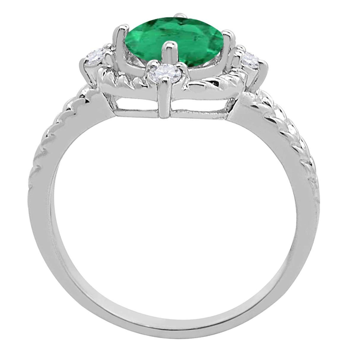 MauliJewels 1.85 Carat Lab Created Emerald and Diamond Ring for Women - 10K White Gold Prong Setting | Elegant Wedding, Engagement & Anniversary Jewelry Gift