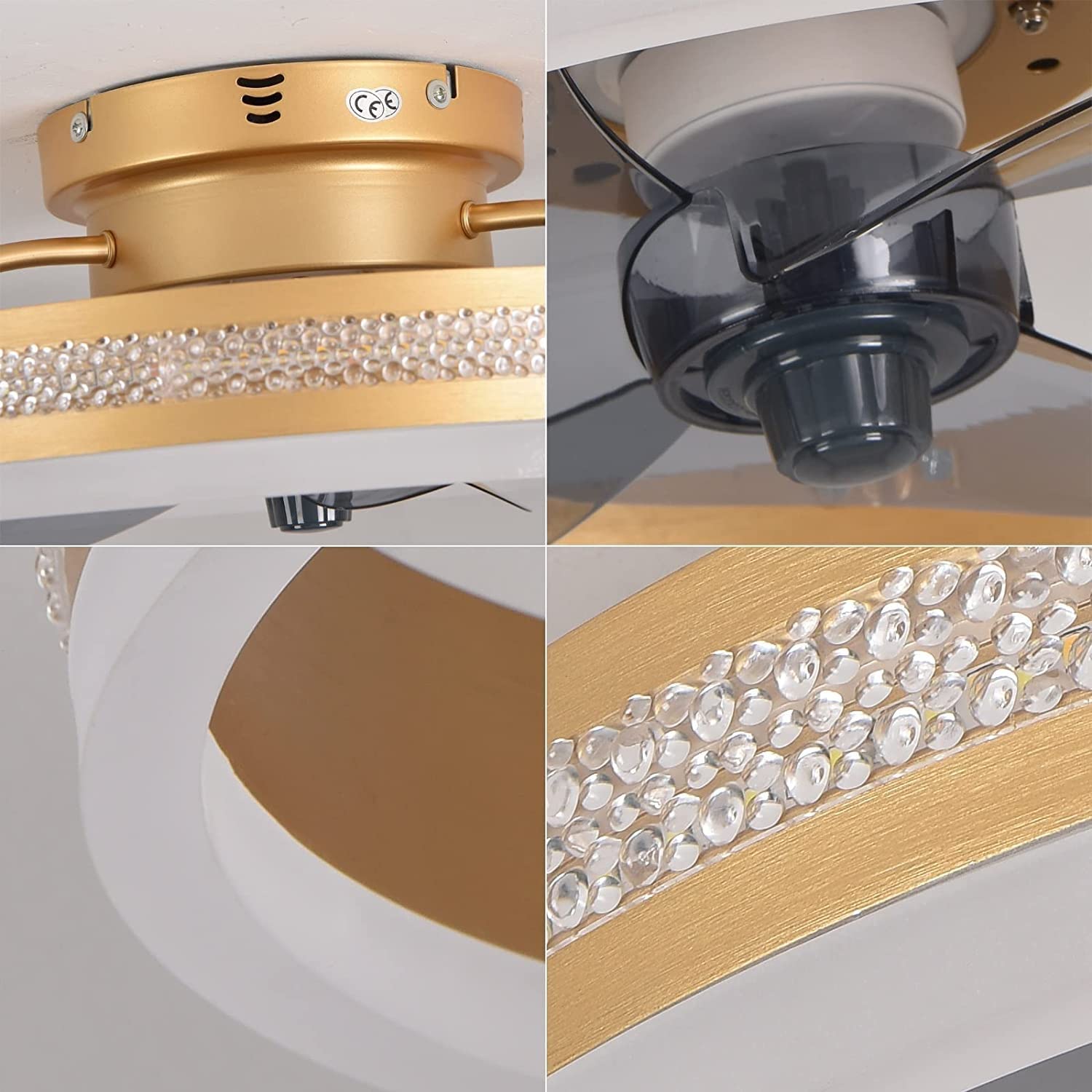 Modern LED Dimmable Ceiling Fan with Light - Remote Control & Timer Function - Gold/Black Finish - Perfect for Living Room, Bedroom, Kitchen & Dining Room - Energy Efficient Cooling & Ambient Lighting Solution