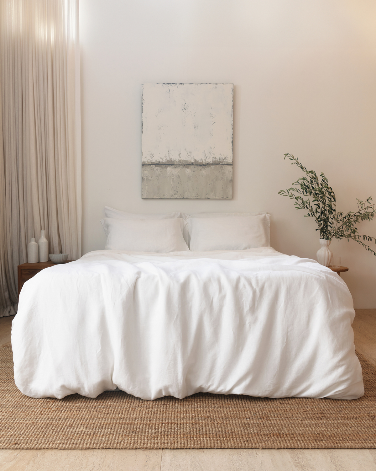 Premium 100% French Flax Linen Fitted Sheet - White - Breathable & Soft Bedding for Comfortable Sleep - Perfect for Master Bedroom, Guest Room & Vacation Homes