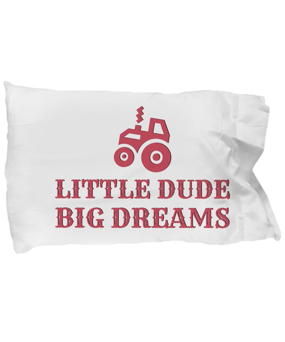 Red Tractor Pillow Case - Farm Themed Bedding for Toddler Boys - Little Dude Collection - Perfect for Farmhouse Decor & Kids' Room Styling