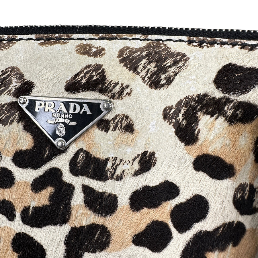 PRADA Women's Calf Hair Leopard Print Tote Bag - Stylish Designer Handbag for Work, Travel & Everyday Use