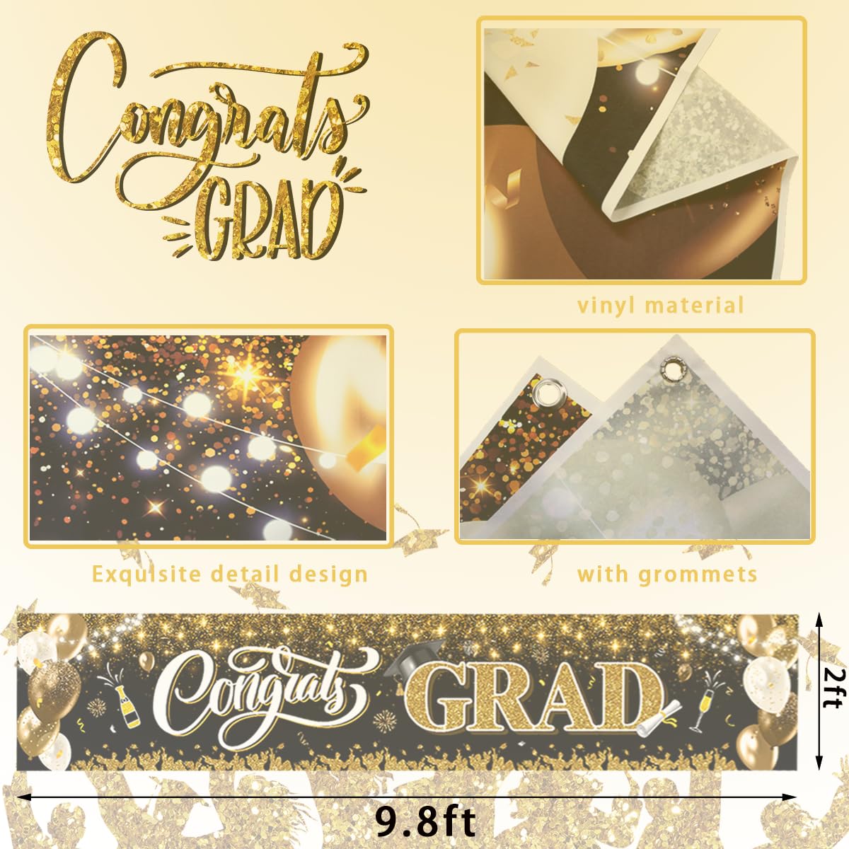 2025 Graduation Party Decorations - Congrats Grad Yard Sign Banner for Class of 2025 - Outdoor Lawn Decor for High School & College Graduation Celebrations