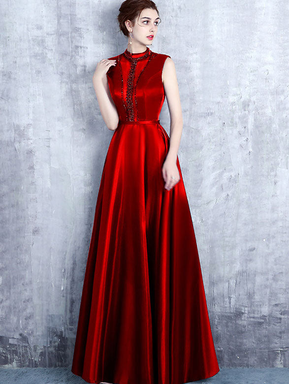 Elegant High Neck Maxi A-Line Formal Dress with Mesh Panel - Perfect for Prom, Evening Gala & Special Occasions