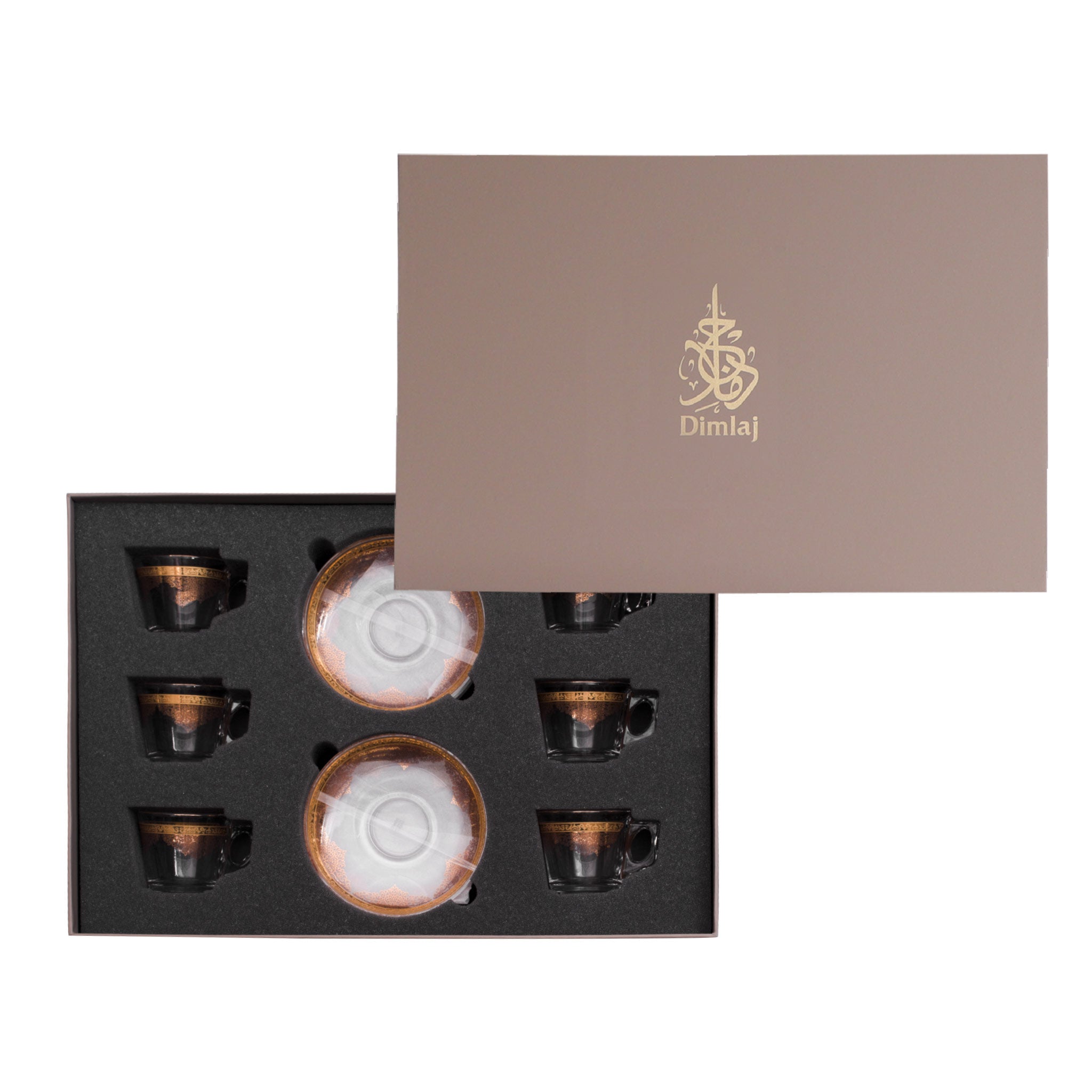 Dimlaj Selena 6-Piece Espresso Cup Set - Gold & Pink Porcelain Coffee Cups for Espresso, Cappuccino & Latte - Perfect for Home, Office & Gifts