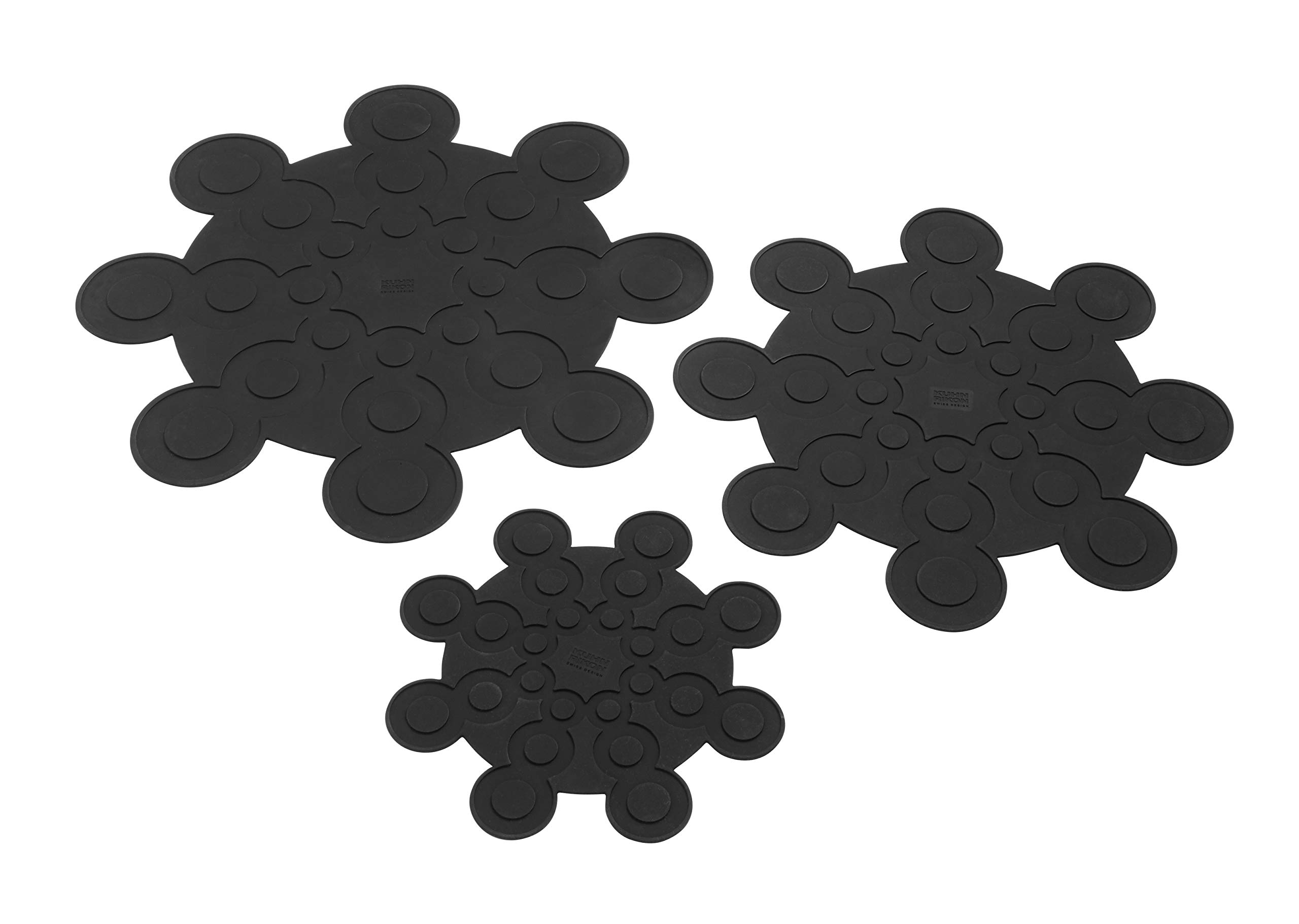 Kuhn Rikon Non-Slip Pot and Pan Protector Set - Black Silicone Kitchen Drawer Liners for Cookware Storage & Organization - Perfect for Pots, Pans & Baking Sheets Protection