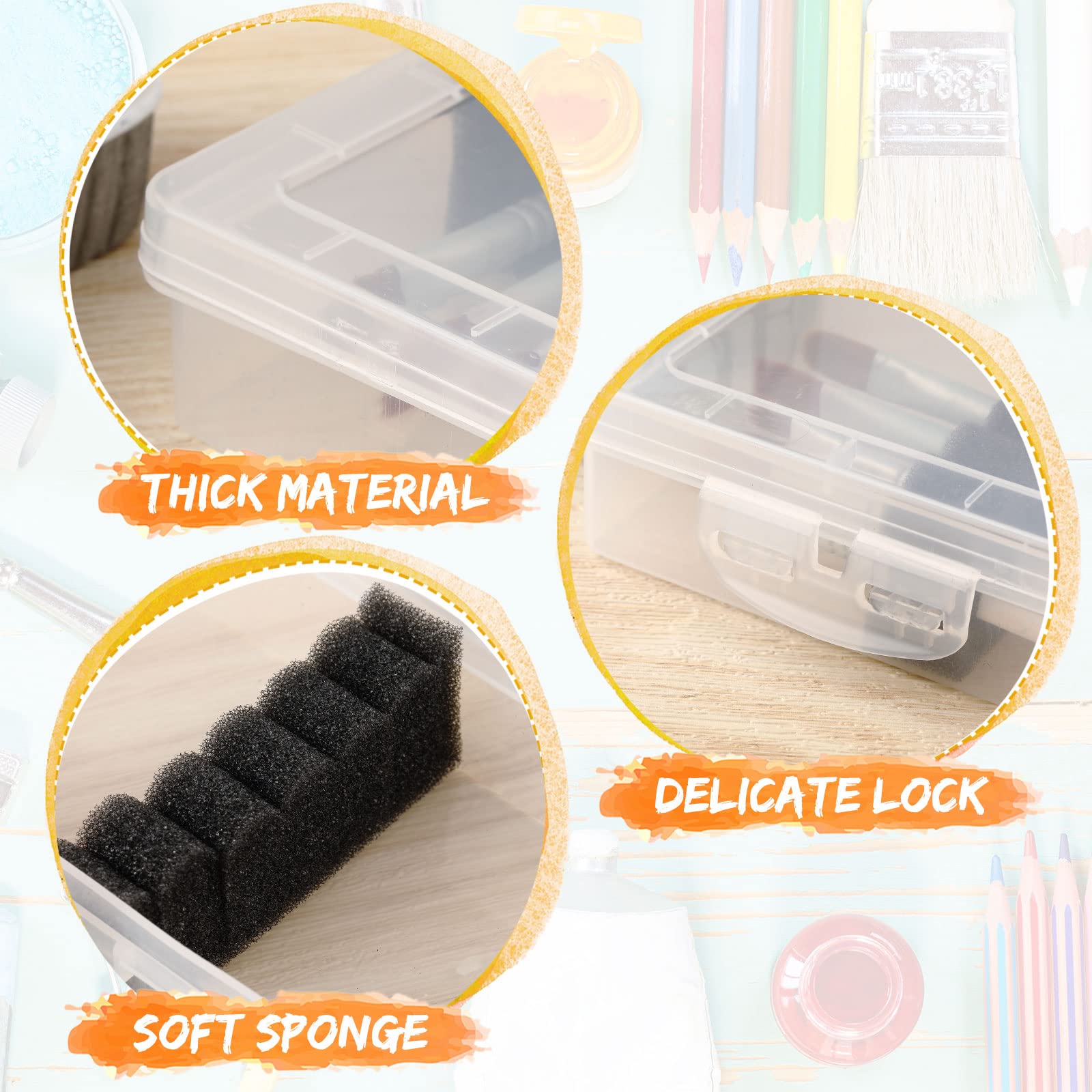 3 Pack Paint Brush Storage Case with Foam Inserts - Portable Artist Brush Organizer Holder for Drawing Tools, Pens & Makeup Brushes - Translucent Travel Art Supply Box 13.8 x 3.5 x 1.6 Inches - Perfect for Artists, Students & DIY Crafters