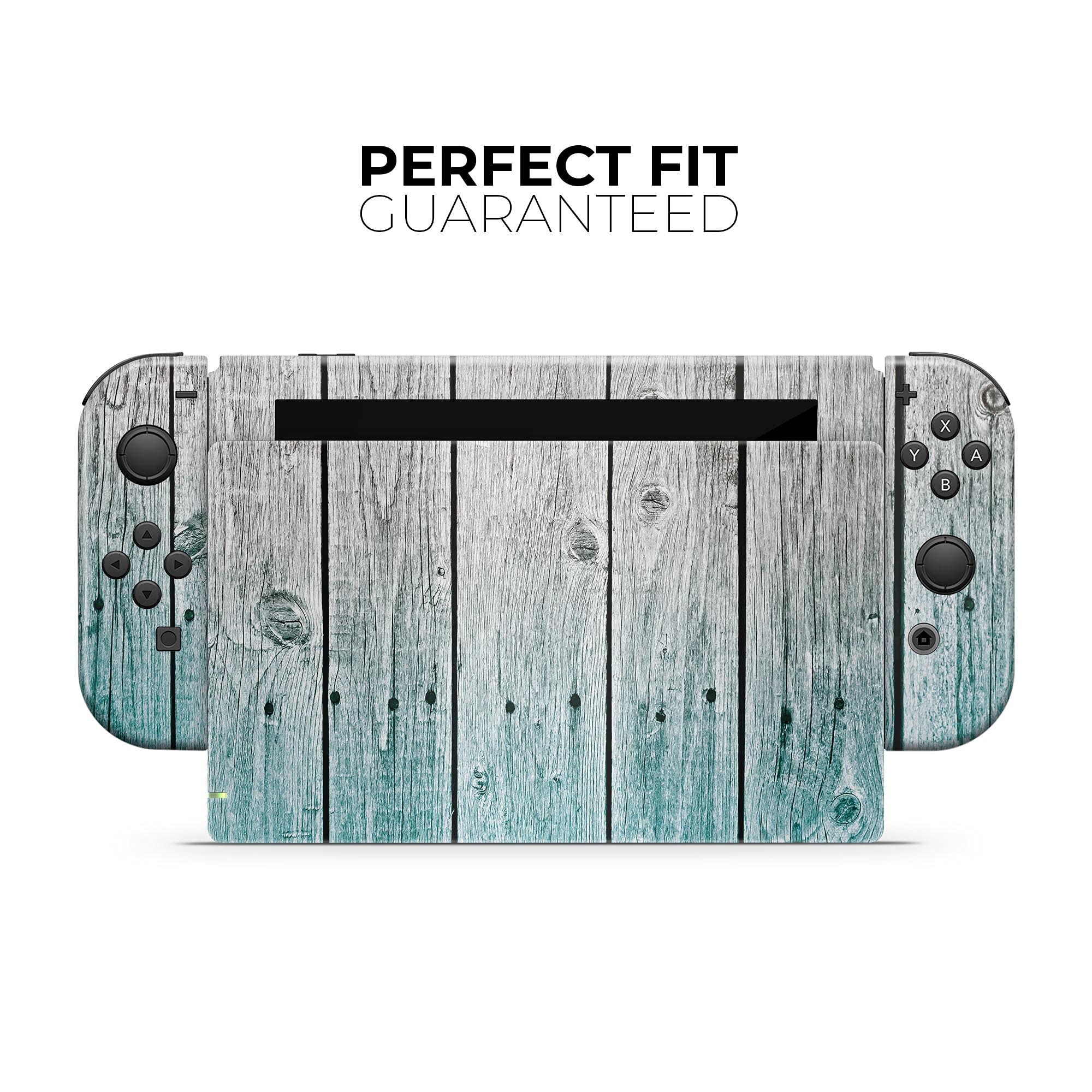 Nintendo Switch Dock Skin Decal - Scratch-Resistant Removable Vinyl Wrap Cover - Trendy Teal to White Aged Wood Planks Design - Perfect for Gaming Setup & Home Decor