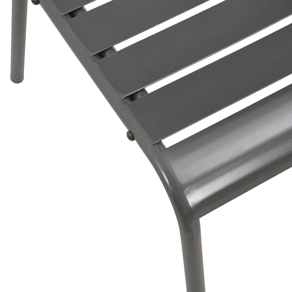 vidaXL 7-Piece Patio Dining Set - Outdoor Steel Table & Stacking Chairs - Dark Gray Garden Furniture for Backyard, Deck & Poolside Entertaining