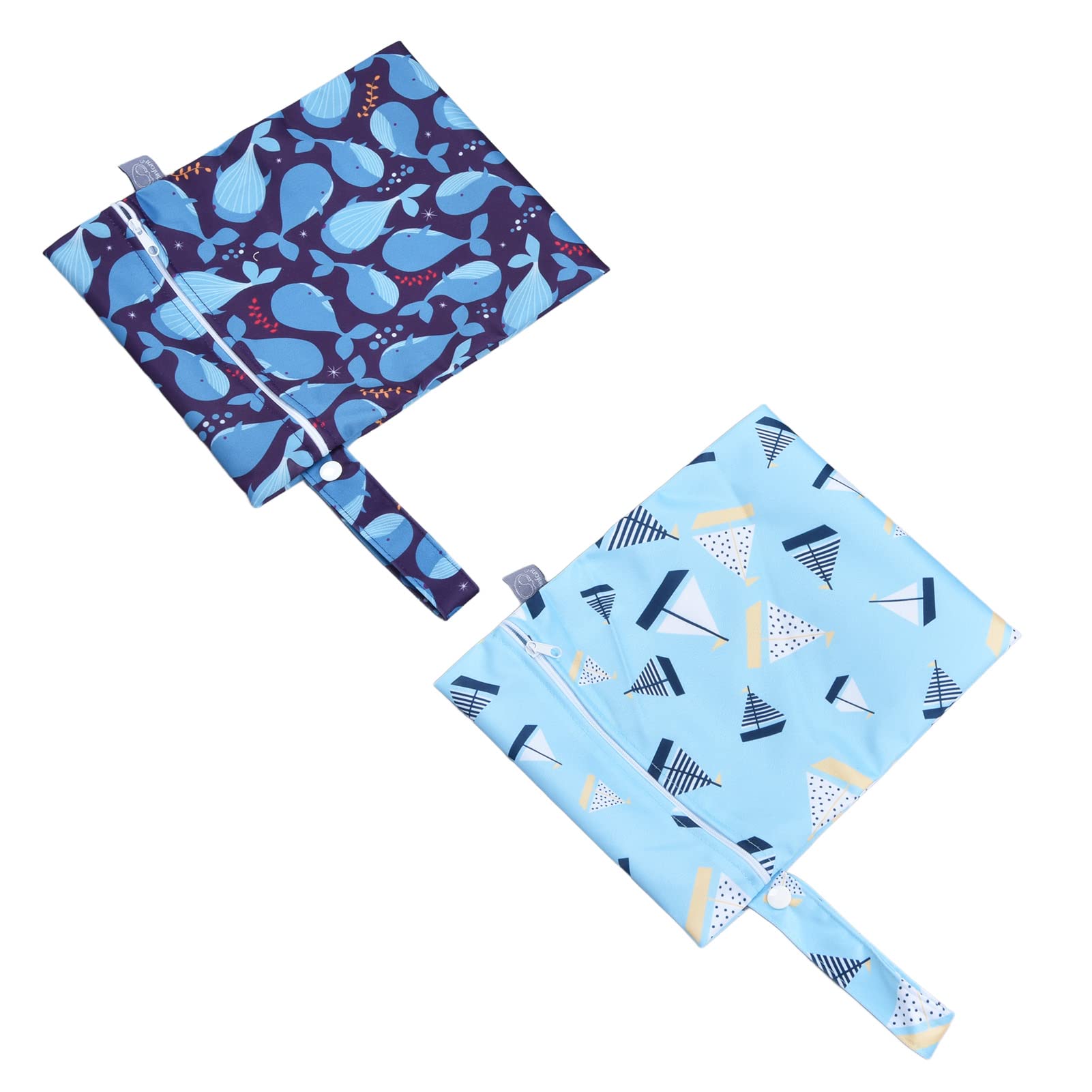 CUTULAMO Waterproof Wet Dry Bags - PUL Fabric Gym Yoga Beach Bag with 2 Pockets for Diapers, Swimsuits & Sports Gear | Reusable Multi-Functional Storage for Travel, Pool & Outdoor Activities