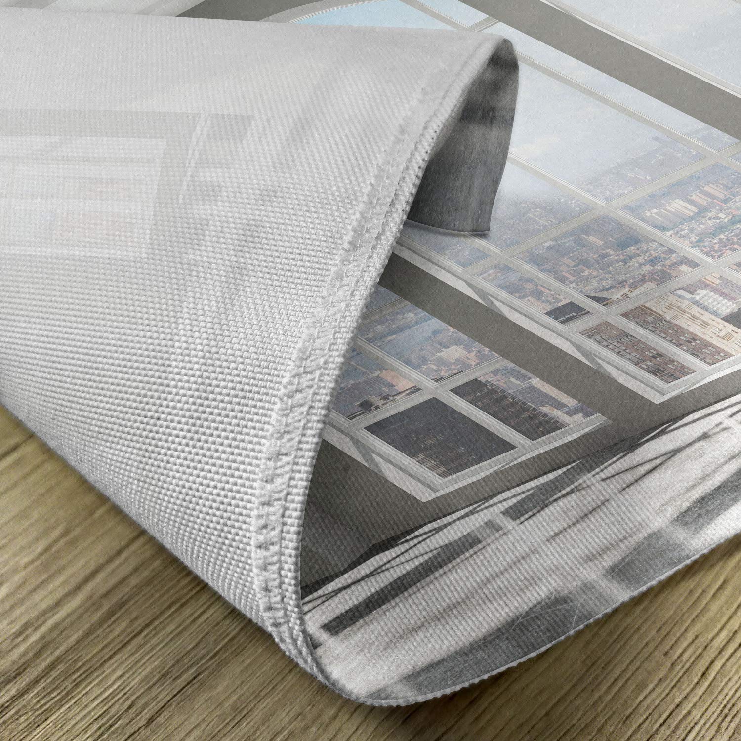 Ambesonne Modern Place Mats Set of 4 - Urban City Scenery with Country Home View Print, Washable Fabric Dining Table Mats for Kitchen & Dining Room Decor in White & Eggshell - Perfect for Dinner Parties, Family Gatherings & Home Styling