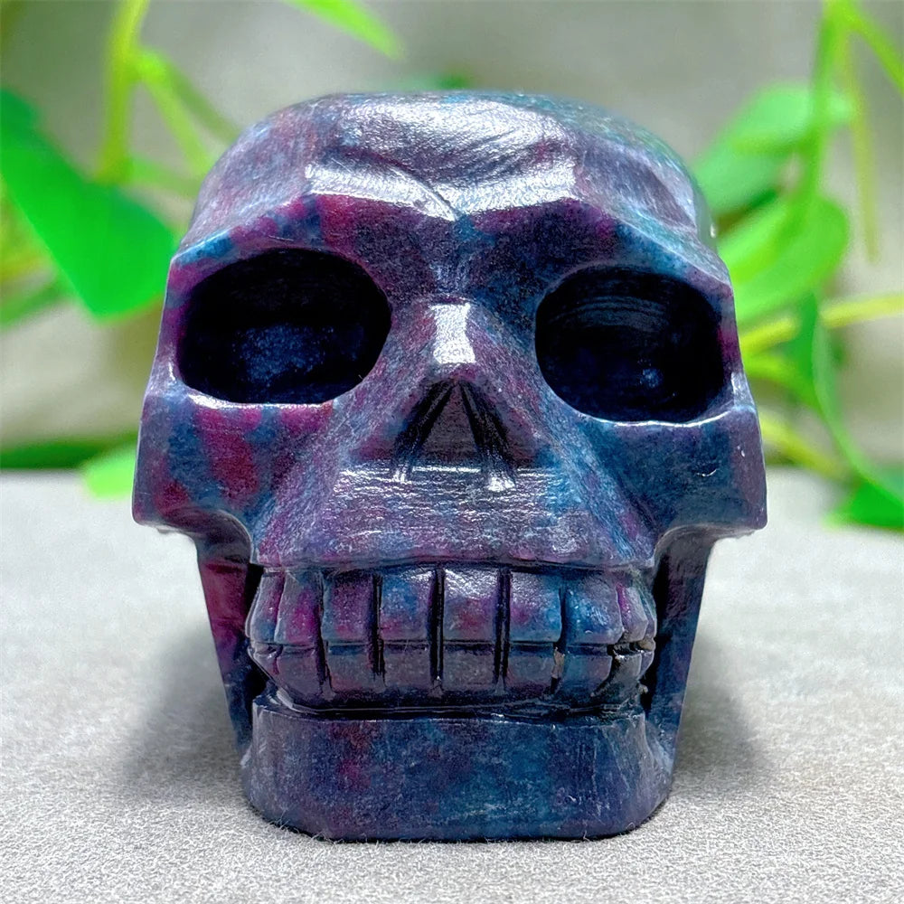 Natural Ruby & Emerald Skull Crystal - Hand Carved Quartz Stone for Energy Healing, Reiki & Home Decor | Halloween, Meditation & Spiritual Gifts