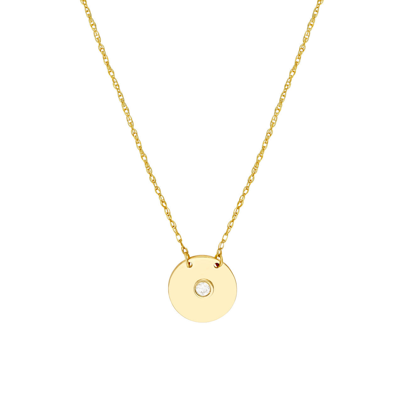 14K Yellow Gold Diamond Small Disk Pendant Necklace for Women - Elegant Everyday Jewelry & Special Occasion Gift