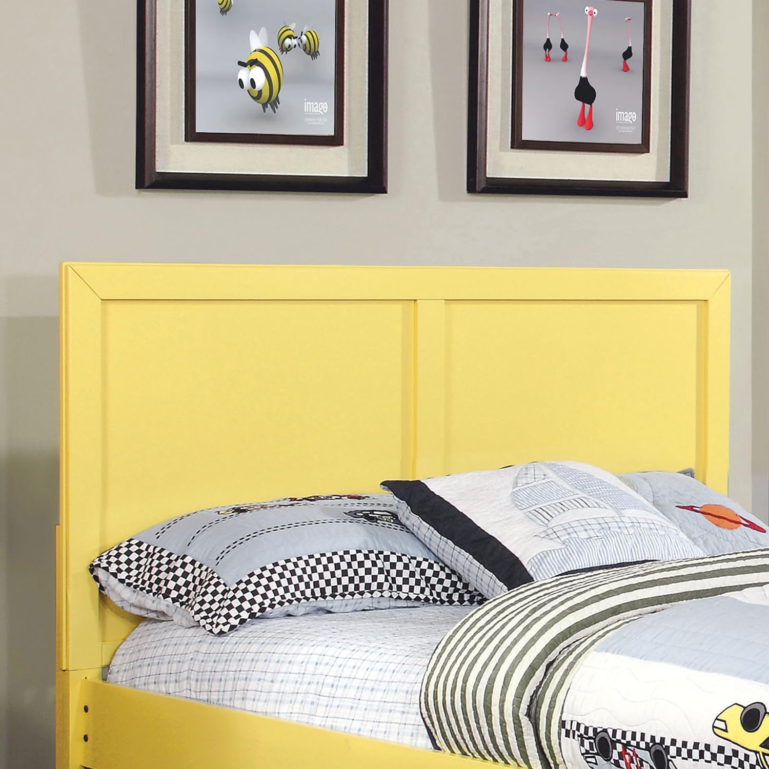 Furniture of America Kolora Adjustable Youth Headboard - Yellow, Full to Queen Size - Perfect for Kids' Bedrooms & Teen Rooms