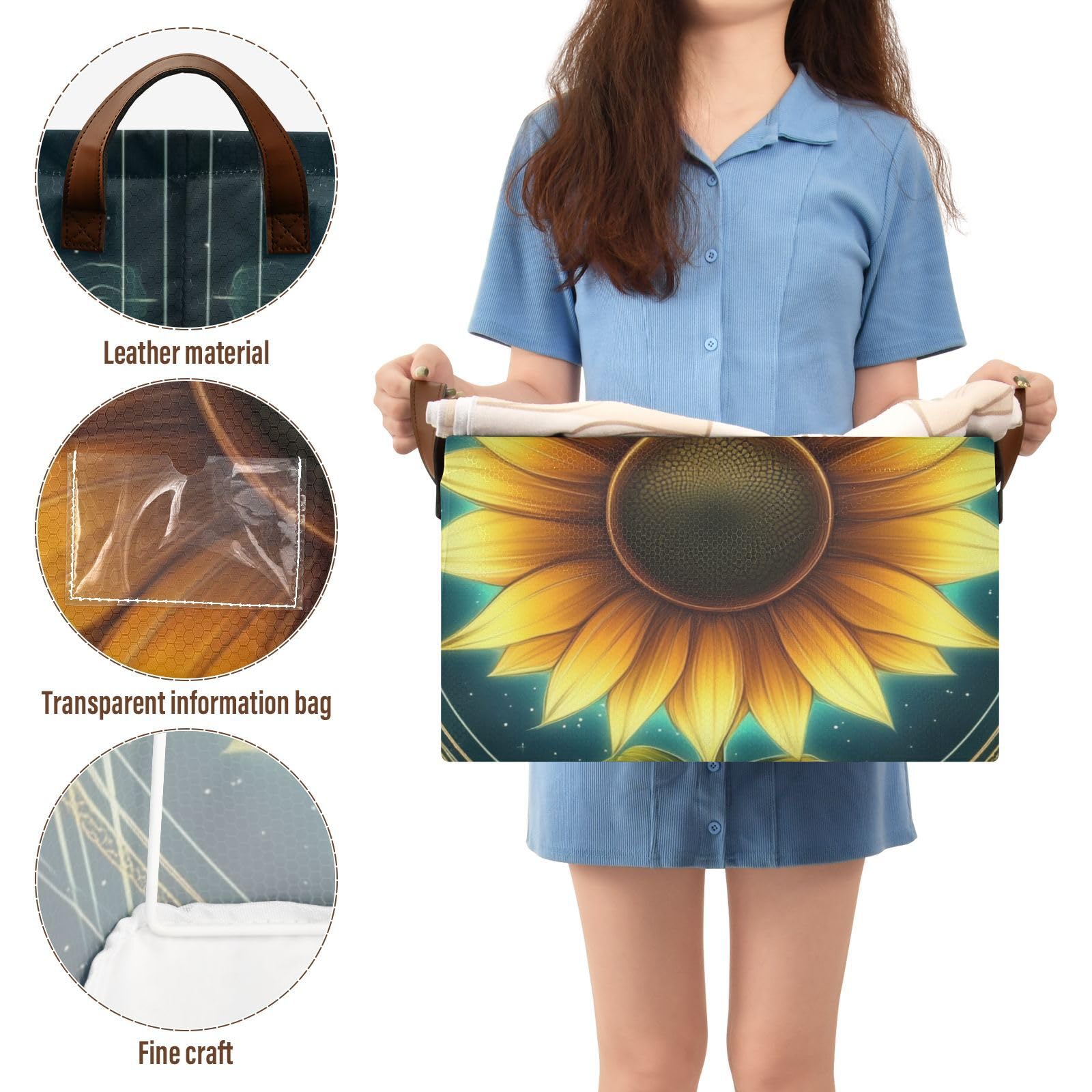 Sunflower Neon Tarot Foldable Storage Baskets - 2 Pack for Closet, Pantry & Office