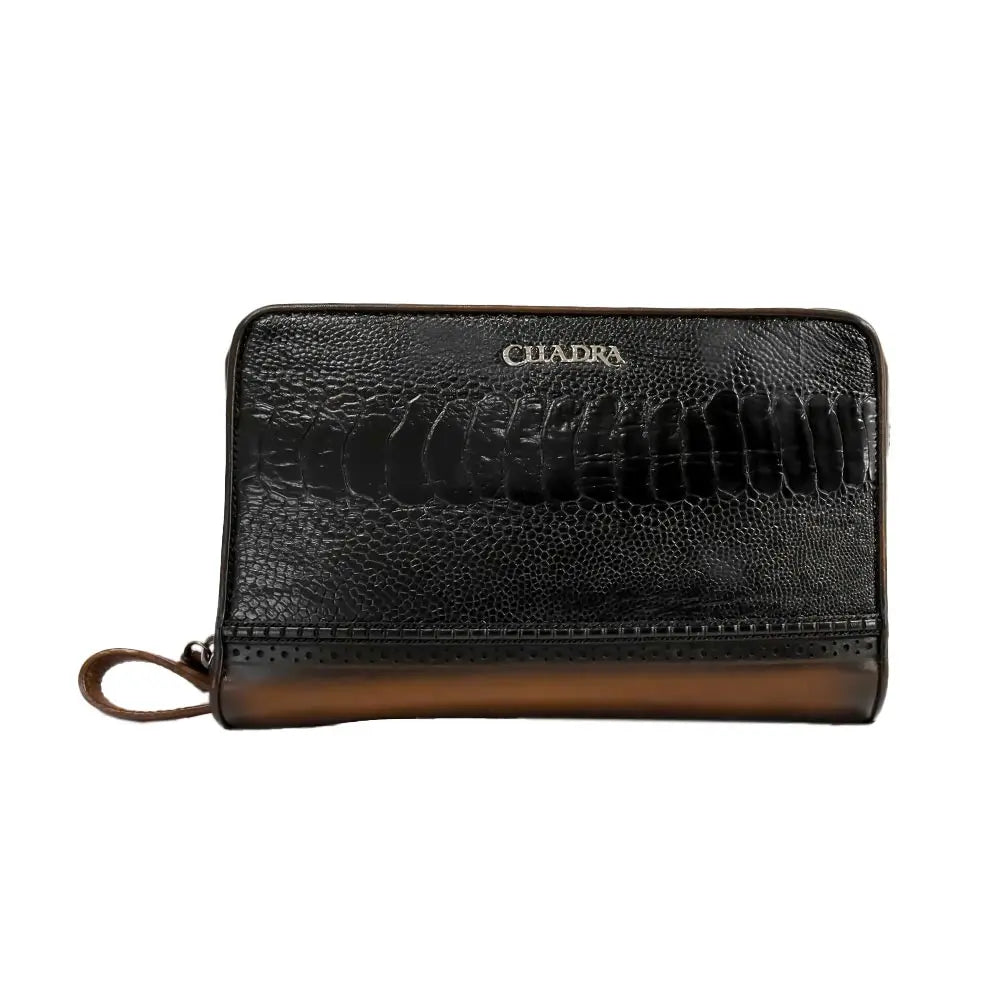 BOC00PA Genuine Ostrich Leg & Cowhide Leather Crossbody Bag - Stylish Black Handbag for Women | Perfect for Work, Travel, and Evening Events