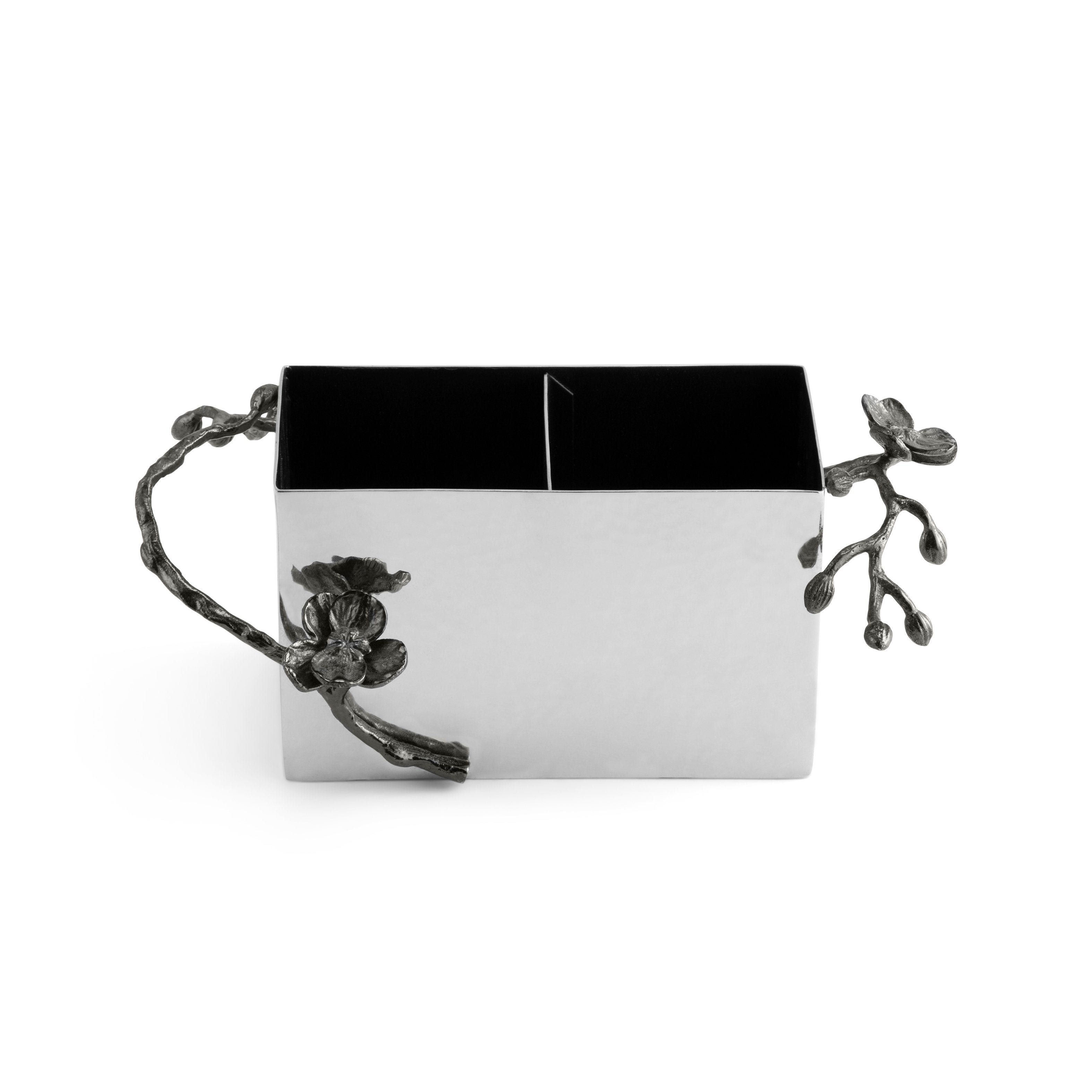 Premium Black Orchid Cutlery Caddy - Stylish Silverware Organizer for Kitchen Utensils | Perfect for Dining Tables, Buffets, and Kitchen Counter Organization