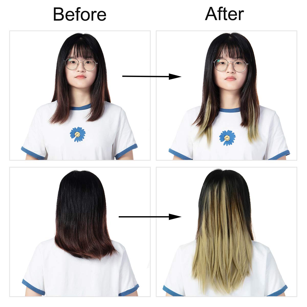 Clip in Hair Extensions 3Pcs - 8 Clips Straight Thick Full Head Double Weft Synthetic Hair Extensions for Women (18