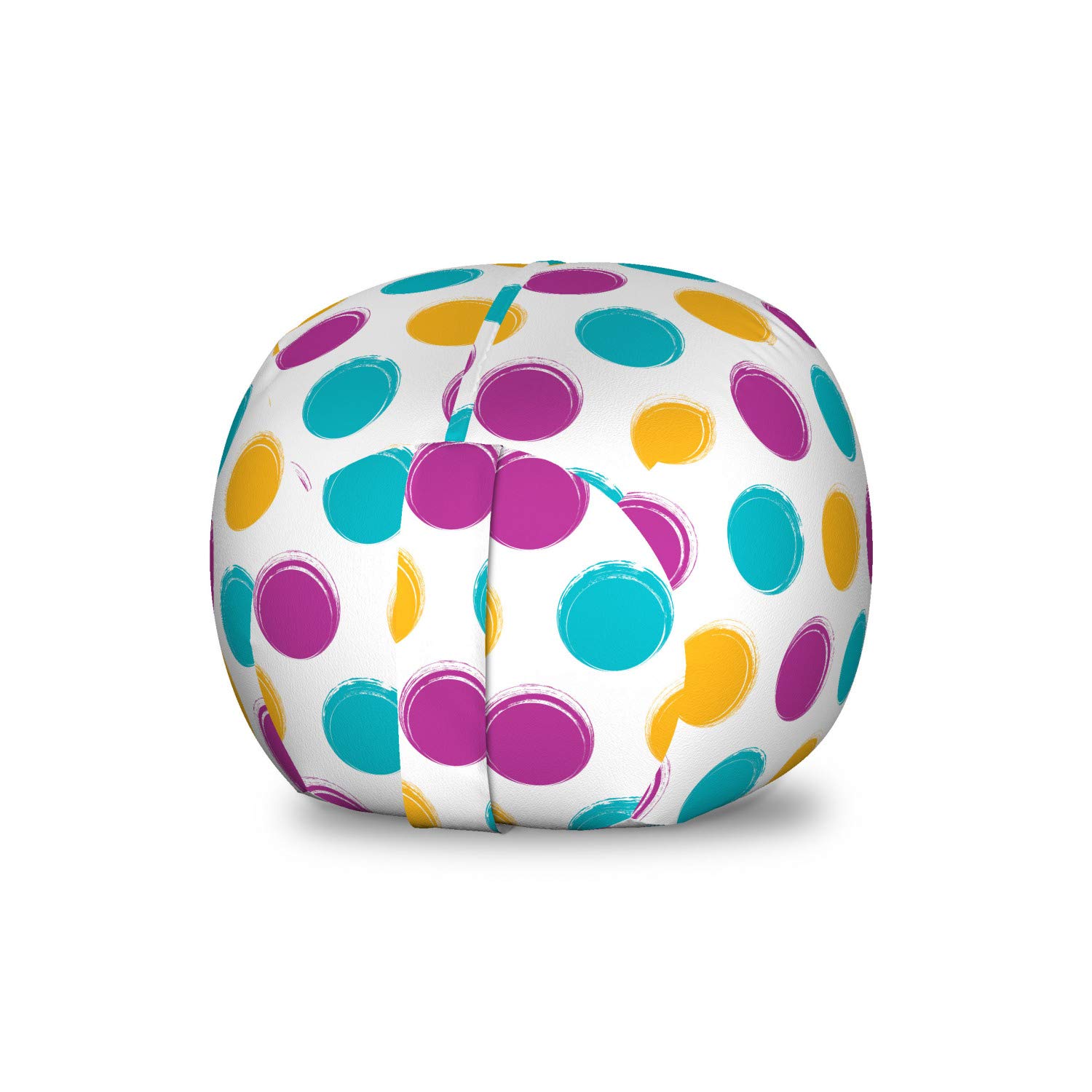 Ambesonne Polka Dot Toy Storage Bag Chair - Retro Design Circular Rounds on Plain Backdrop - Washable Stuffed Animal Organizer - Small Size Multicolor - Perfect for Kids' Room, Nursery & Playroom Organization