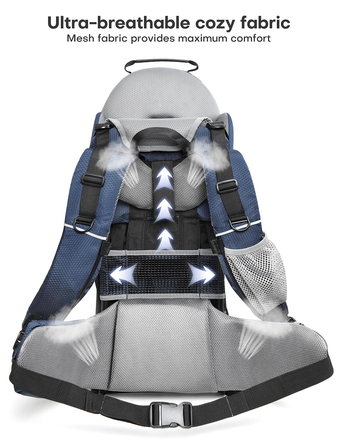 **Besrey Baby Backpack Carrier - Adjustable Toddler Hiking Backpack with 3-Height Safety Seat, Lightweight Foldable Frame & Large Capacity - Perfect for Outdoor Adventures, Travel & Family Hiking (Blue/Grey)**