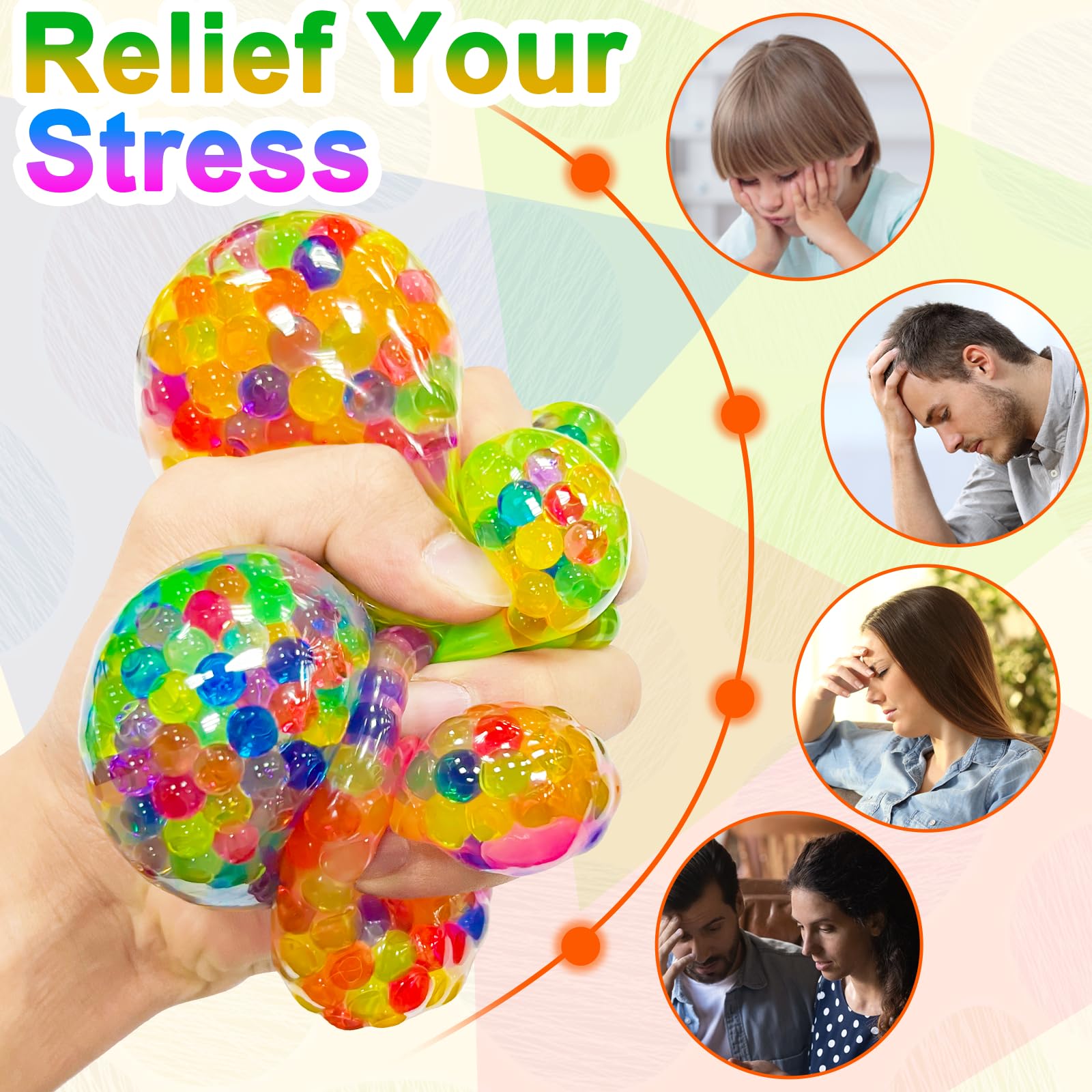 AMENON 12-Pack Light Up Easter Egg Fidget Stress Balls - Squishy Sensory Toys for Kids & Adults - Easter Basket Stuffers, Egg Hunt Party Favors & Stress Relief Gifts (Perfect for Classroom Rewards, Office Desk Toys & Anxiety Relief)