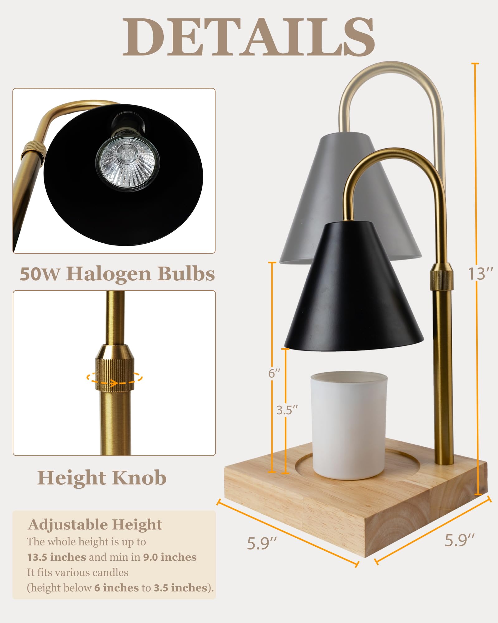 Premium Candle Warmer Lamp with Timer & Dimmer - 2 Bulbs Included - Elegant Home Decor for Kitchen, Bedroom & Living Room - Perfect Gift for Mom, Friends & Housewarming (Black, Metal) - Ideal for Soy Candles, Relaxation & Aromatherapy