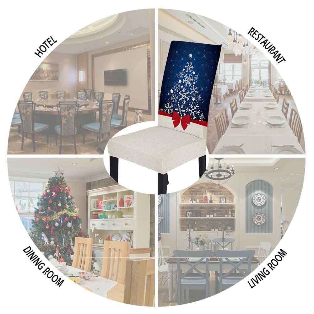 XMNTG Christmas Chair Covers for Dining Room - Printed Stretchable Washable Non-Slip Furniture Protectors (Set of 4, Yellow) - Perfect Holiday Decor for Kitchen, Party & Festive Gatherings