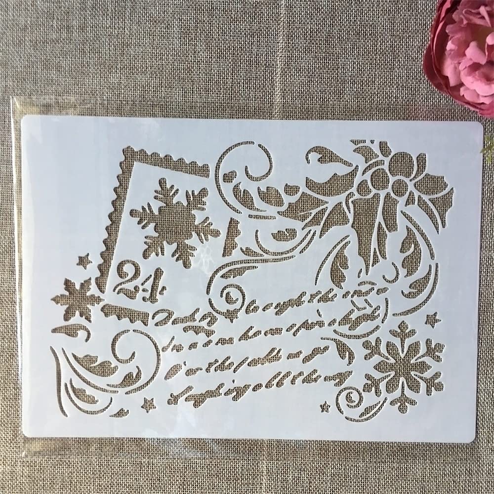 Reusable A4 29cm Winter Snowflake Stencils for DIY Painting - Scrapbooking, Furniture, Wall & Floor Decor - Perfect for Holiday Home Decoration & Craft Projects