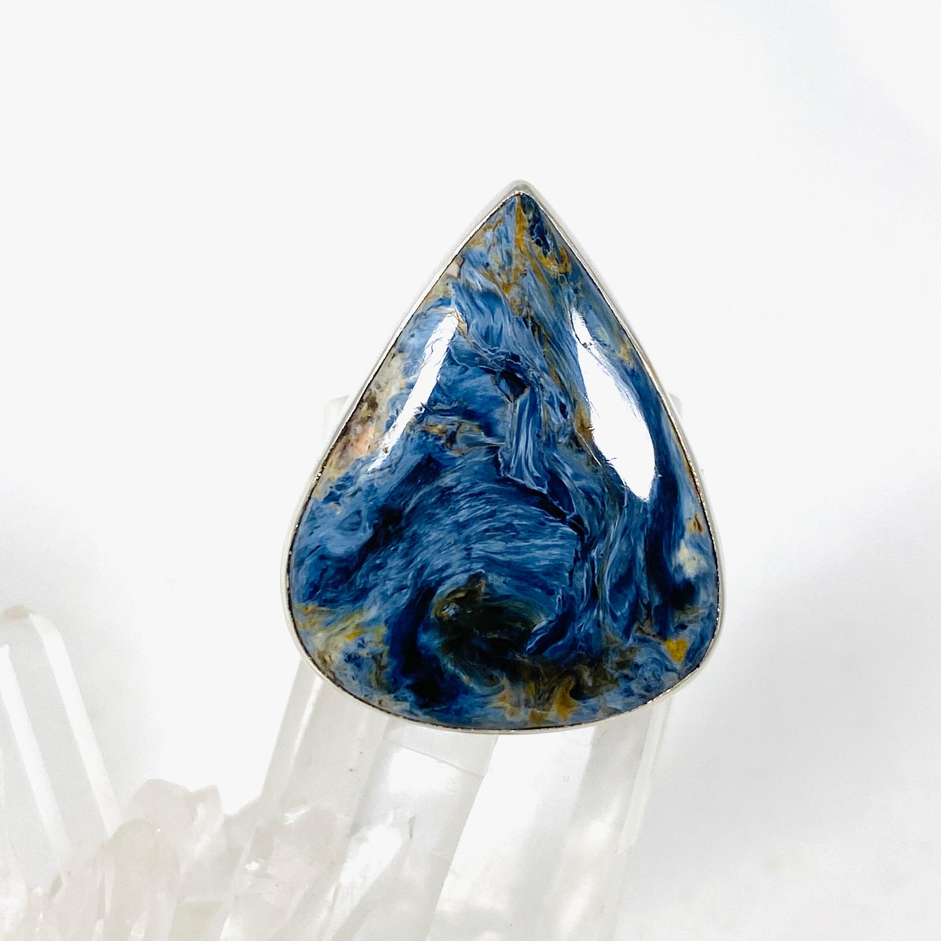 Pietersite Teardrop Ring - Size 8 - KRGJ2760 - Elegant Gemstone Jewelry for Women - Perfect for Weddings, Parties & Special Occasions