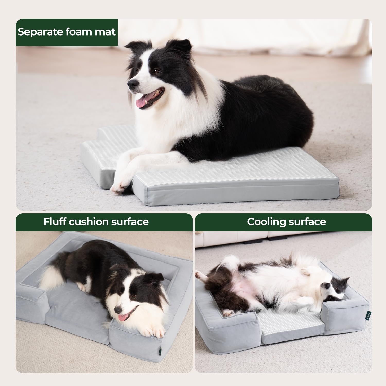 **Orthopedic Dog Bed for Extra Large Dogs - Cooling Pet Sofa with Removable Washable Cover, Supportive Foam & Waterproof Lining - Non-Slip Bottom (44