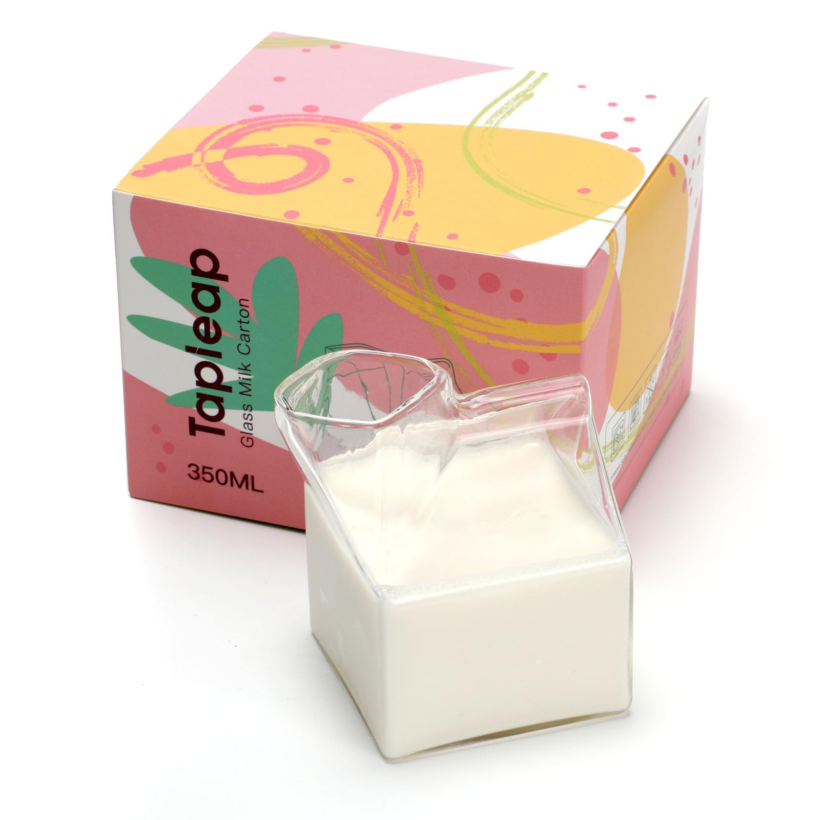 Glass Milk Carton - Kawaii Aesthetic Clear Drinking Cup & Cute Mini Creamer Container - Perfect Small Gift for Coffee, Tea & Milk Lovers - Ideal for Home, Office & Cafe Use