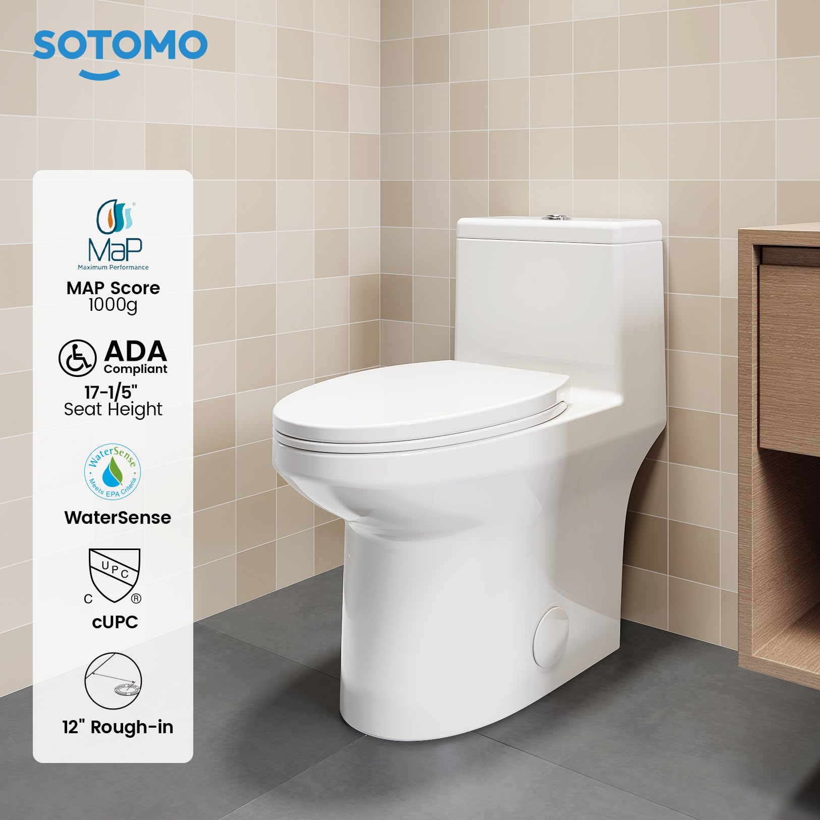 K-0351DF Elongated One Piece Toilet with ADA Comfort Height 17.2