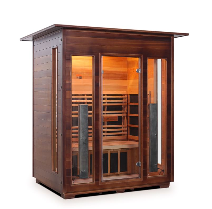 Enlighten Sauna Diamond 3-Person Infrared & Traditional Sauna - H 17377 | Home Spa Relaxation & Detox Therapy for Wellness & Stress Relief